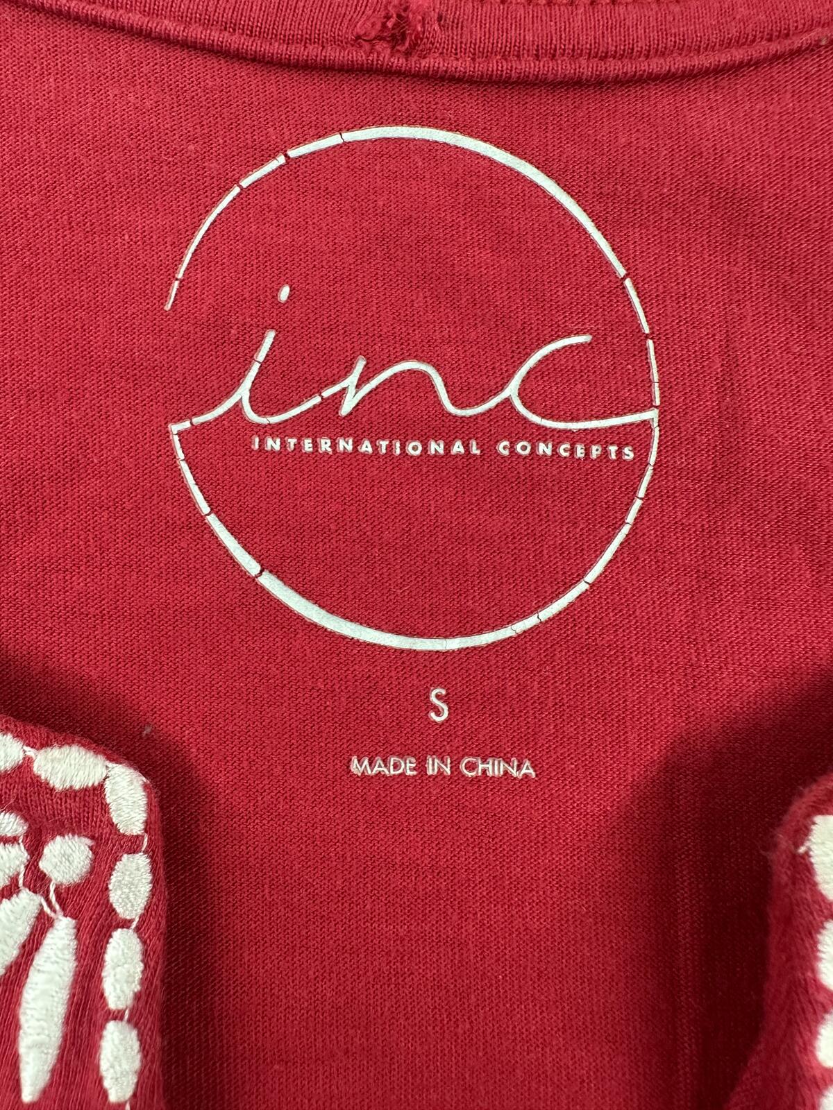 INC International Concepts Red Embroidered Sleeveless Top