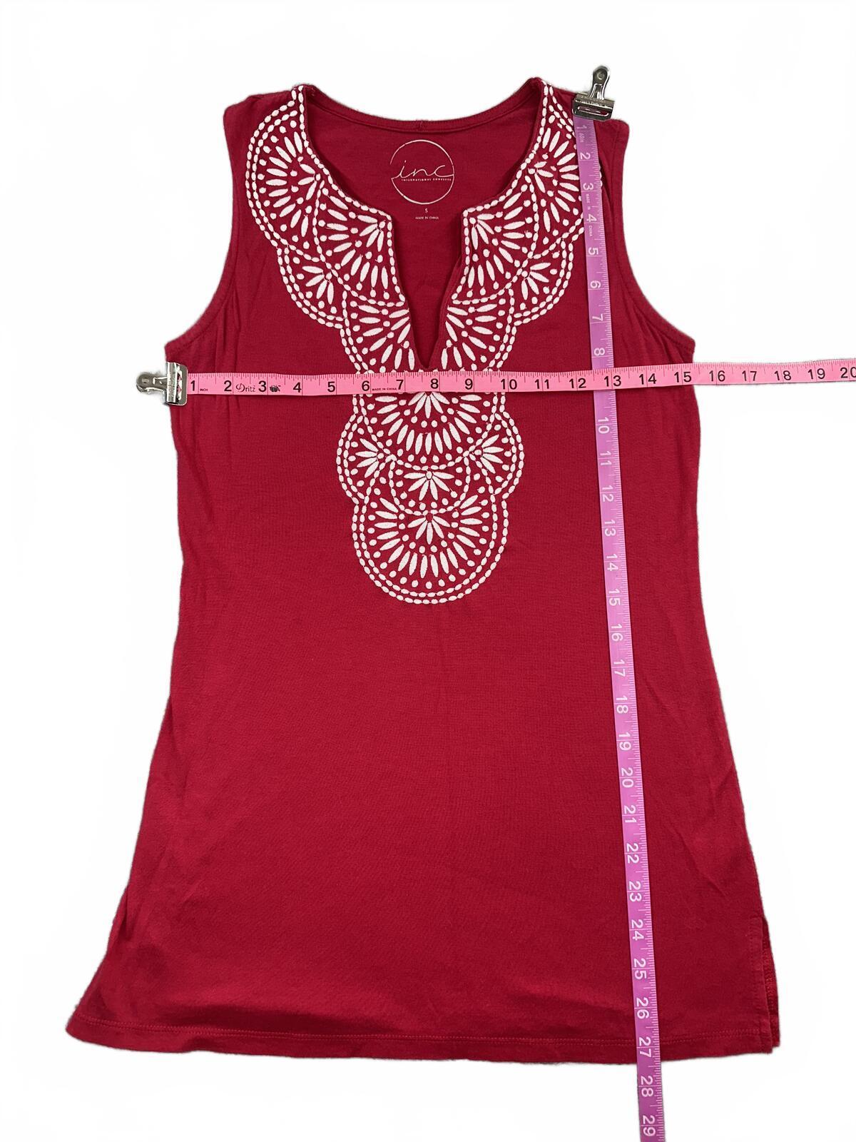 INC International Concepts Red Embroidered Sleeveless Top