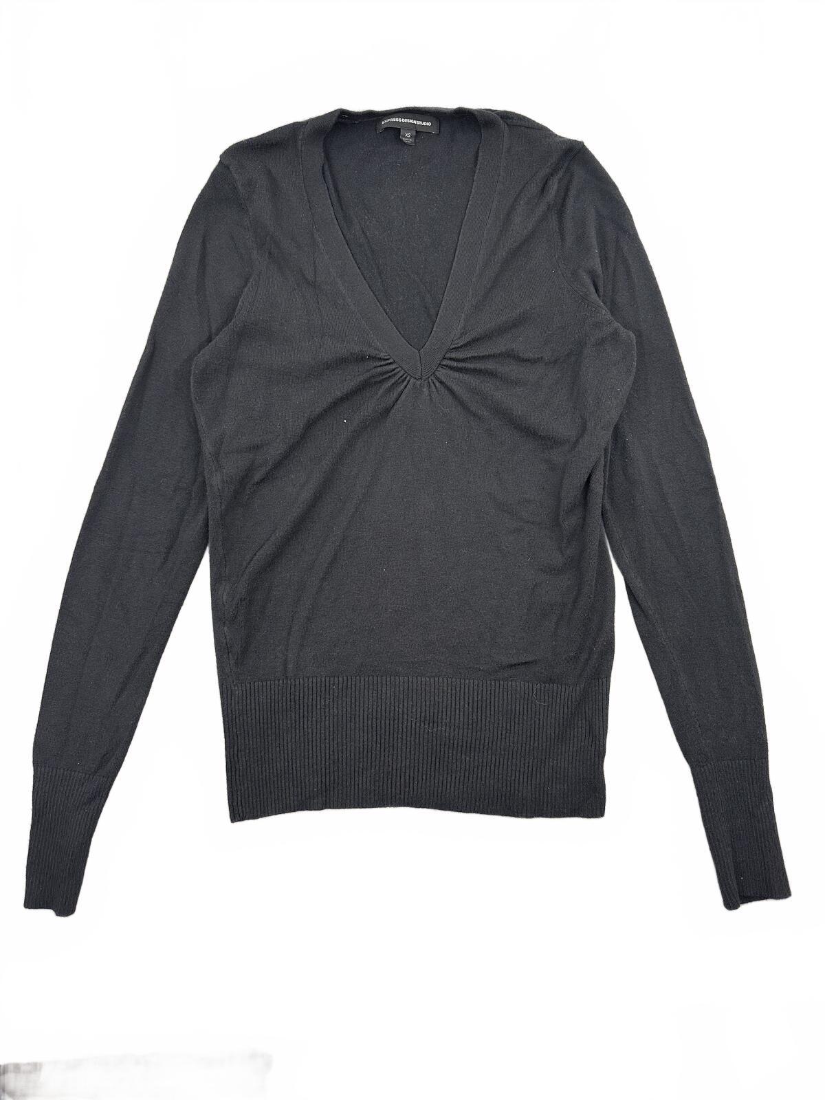Express Designs Studio Classic Black V Neck Sweater