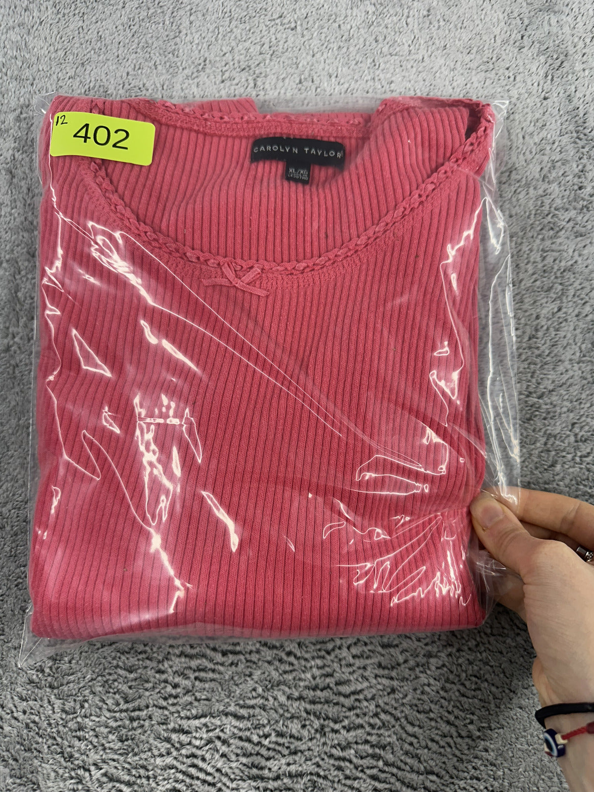 Carolyn Taylor Pink Ribbed Long Sleeve Top Casual Minimalist Cozy Knit
