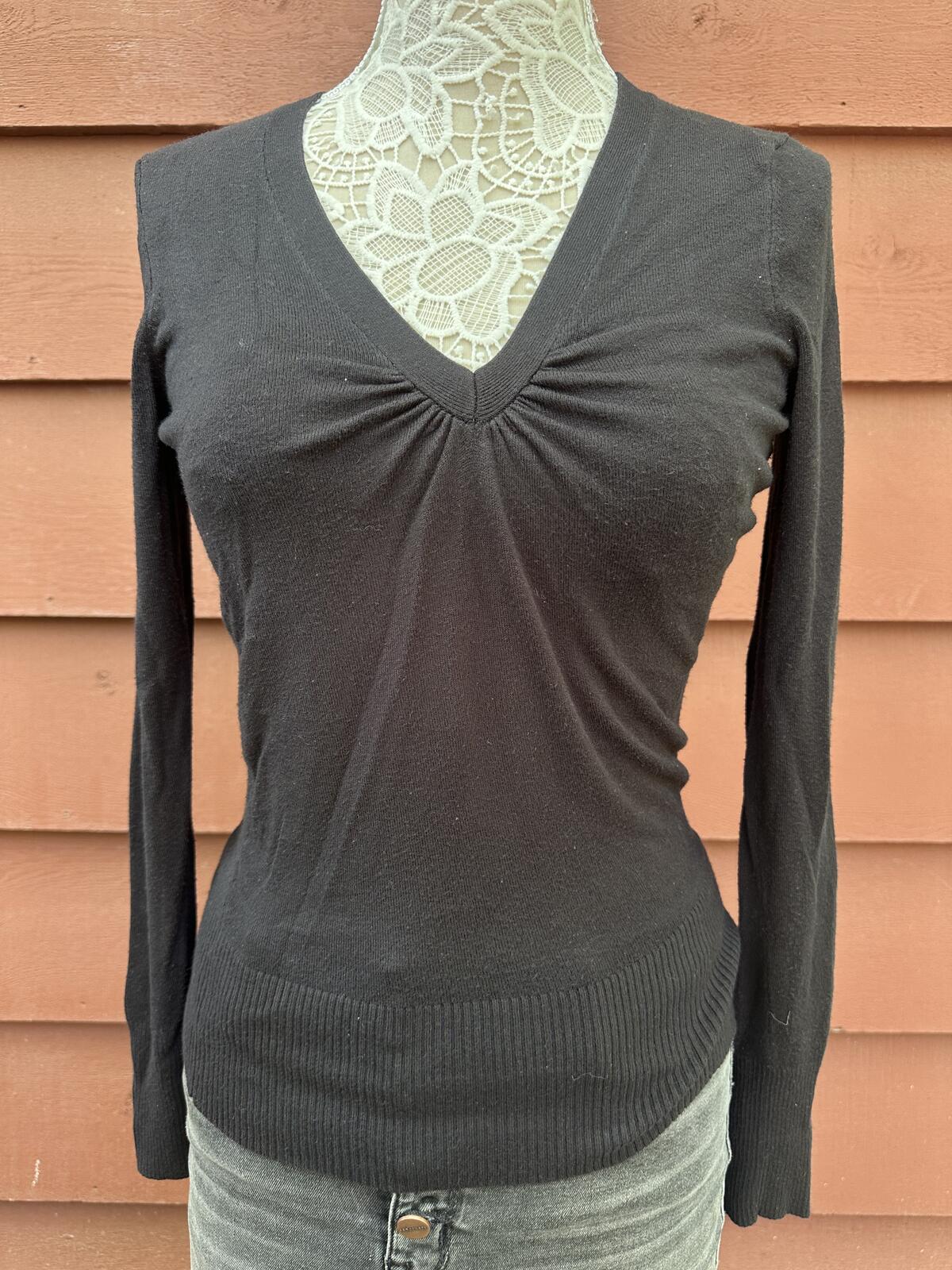 Express Designs Studio Classic Black V Neck Sweater