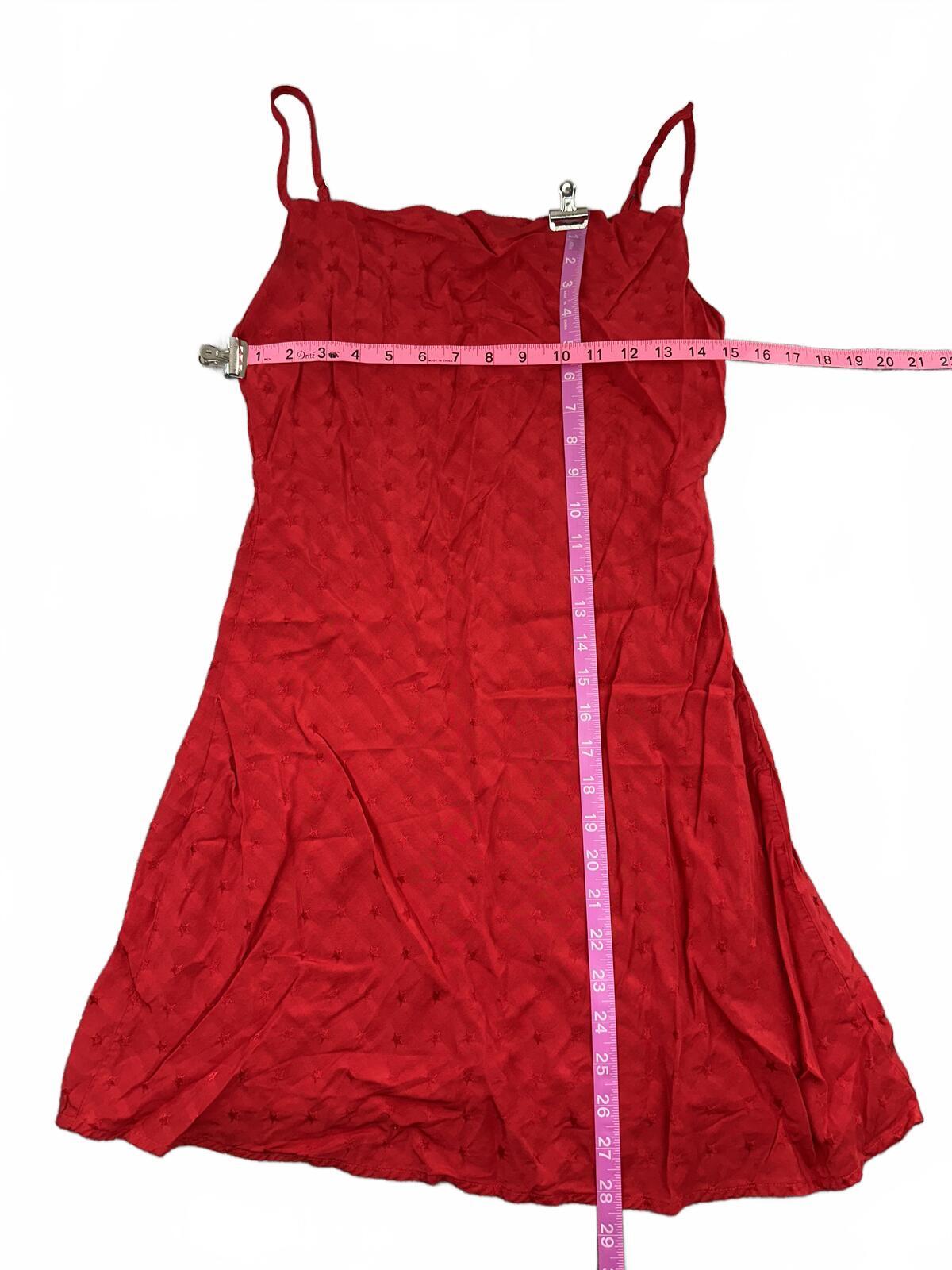 Le Lis Red Slip Dress with Textured Star Pattern Adjustable Straps