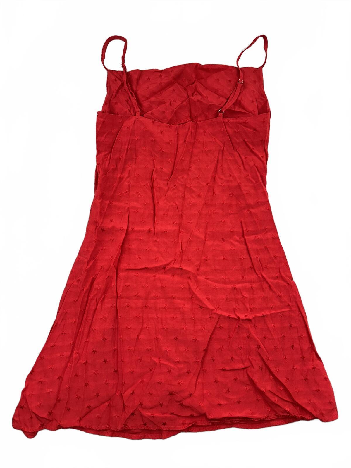 Le Lis Red Slip Dress with Textured Star Pattern Adjustable Straps