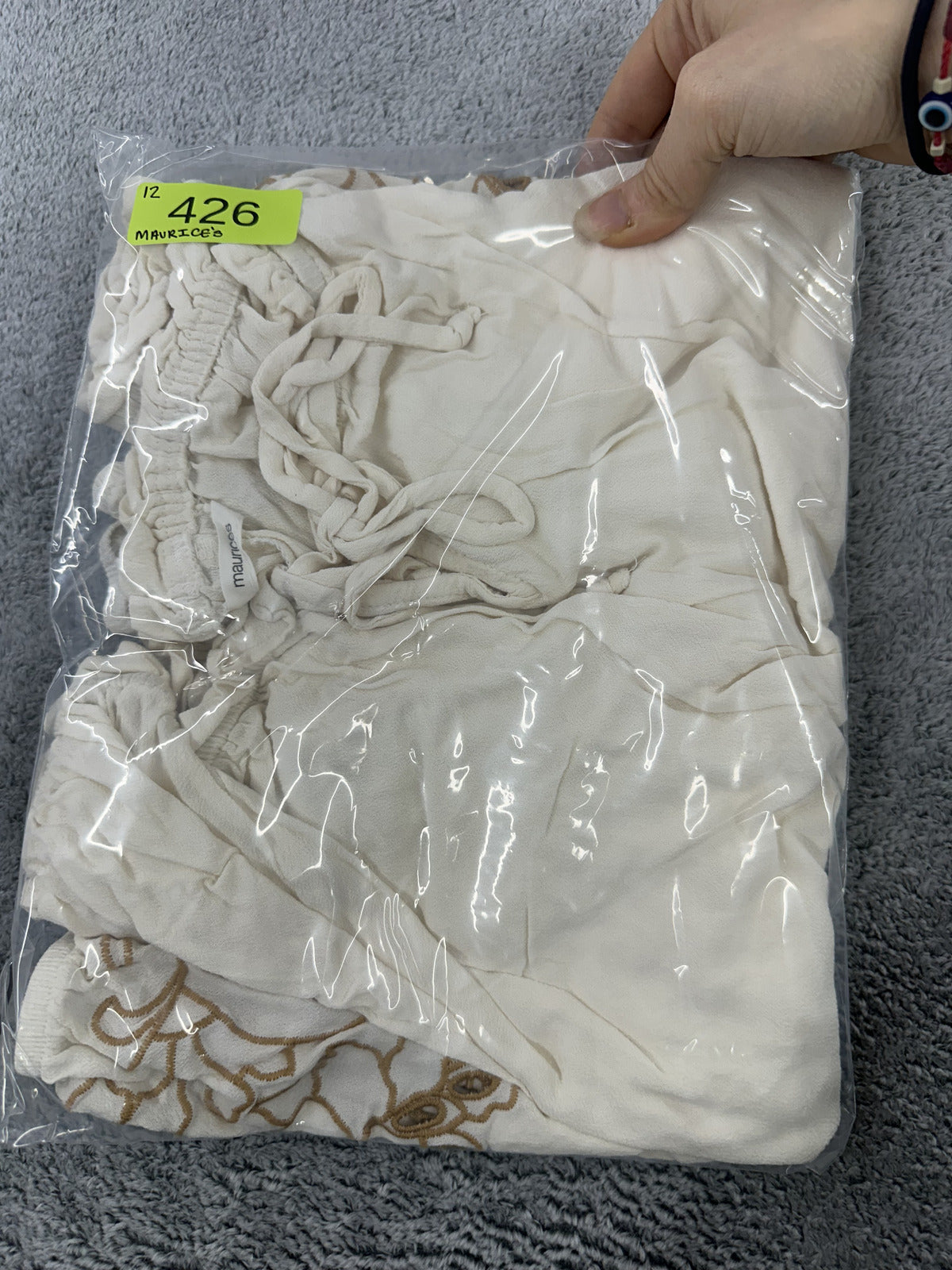 Maurices Off the Shoulder Blouse White Cream Floral Embroidered Bardot Neckline