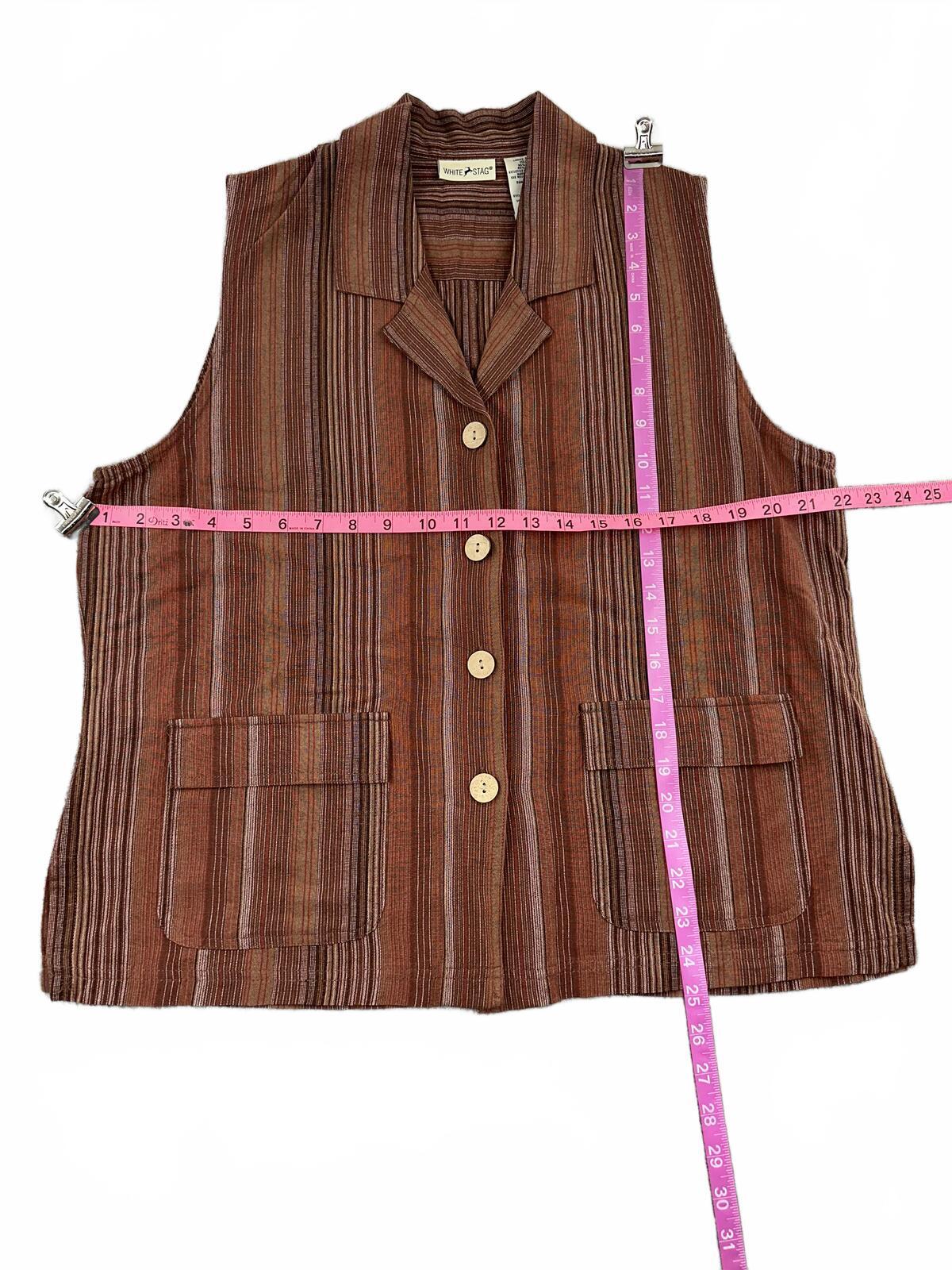 White Stag Vintage Striped Button Up Vest in Earthy Brown and Tan
