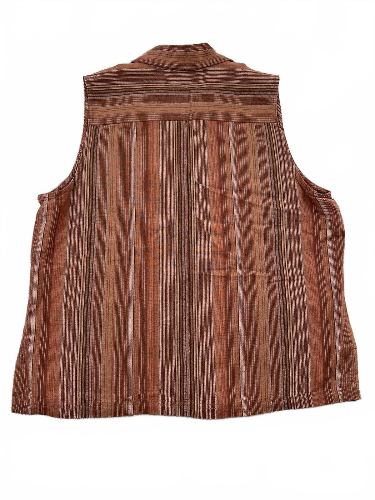 White Stag Vintage Striped Button Up Vest in Earthy Brown and Tan