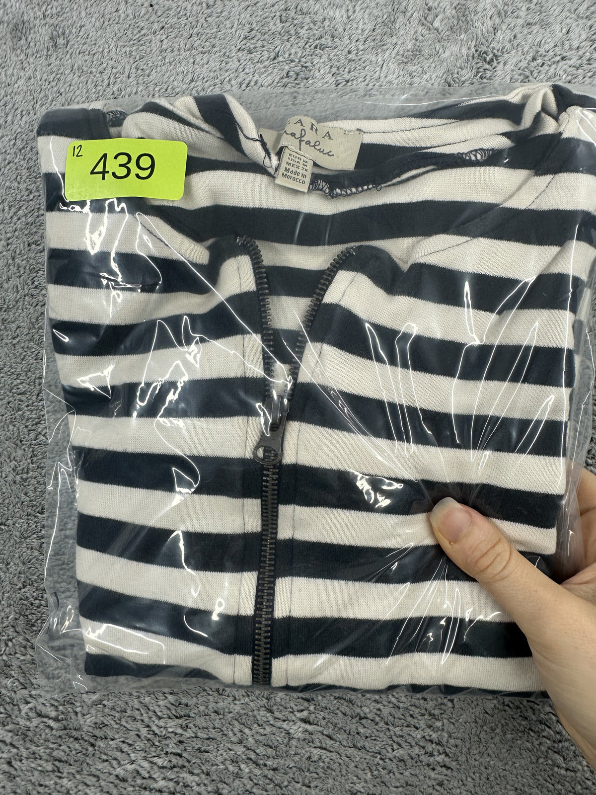 ZARA Trafaluc Navy White Striped Peplum Jacket with Front Zipper