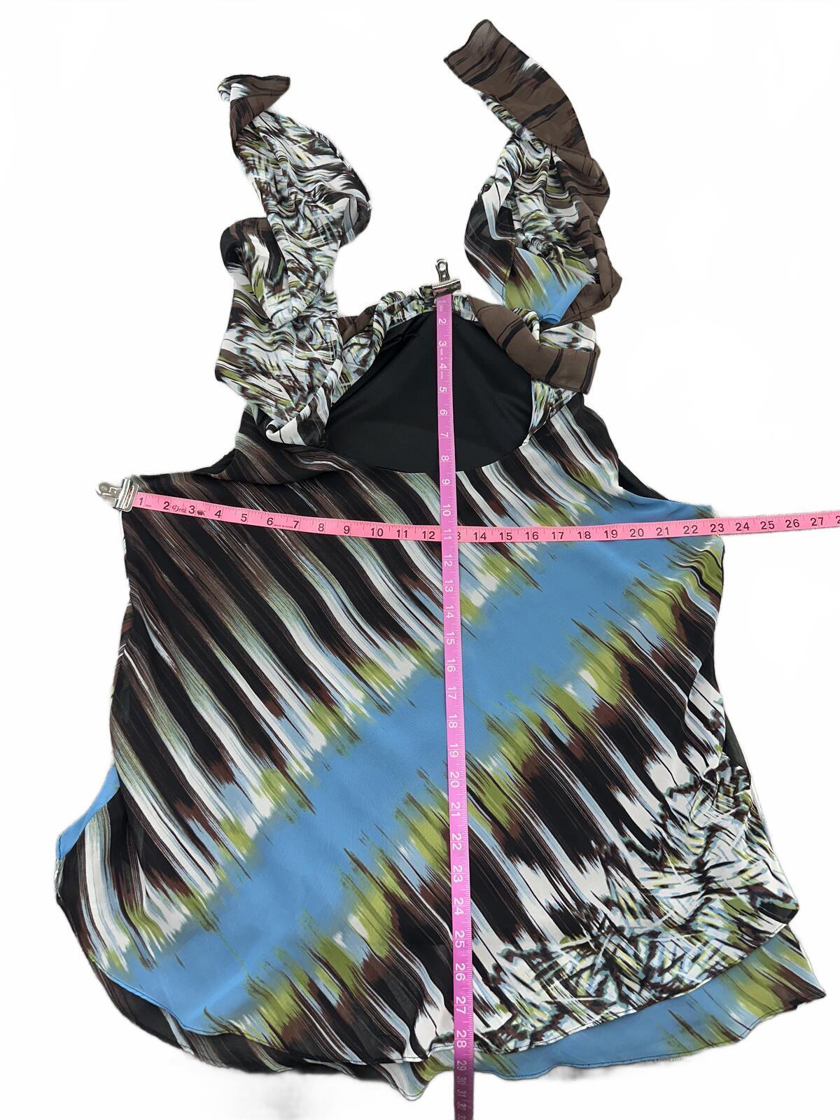 Abstract Striped Flowing Top with Scarf Detail
