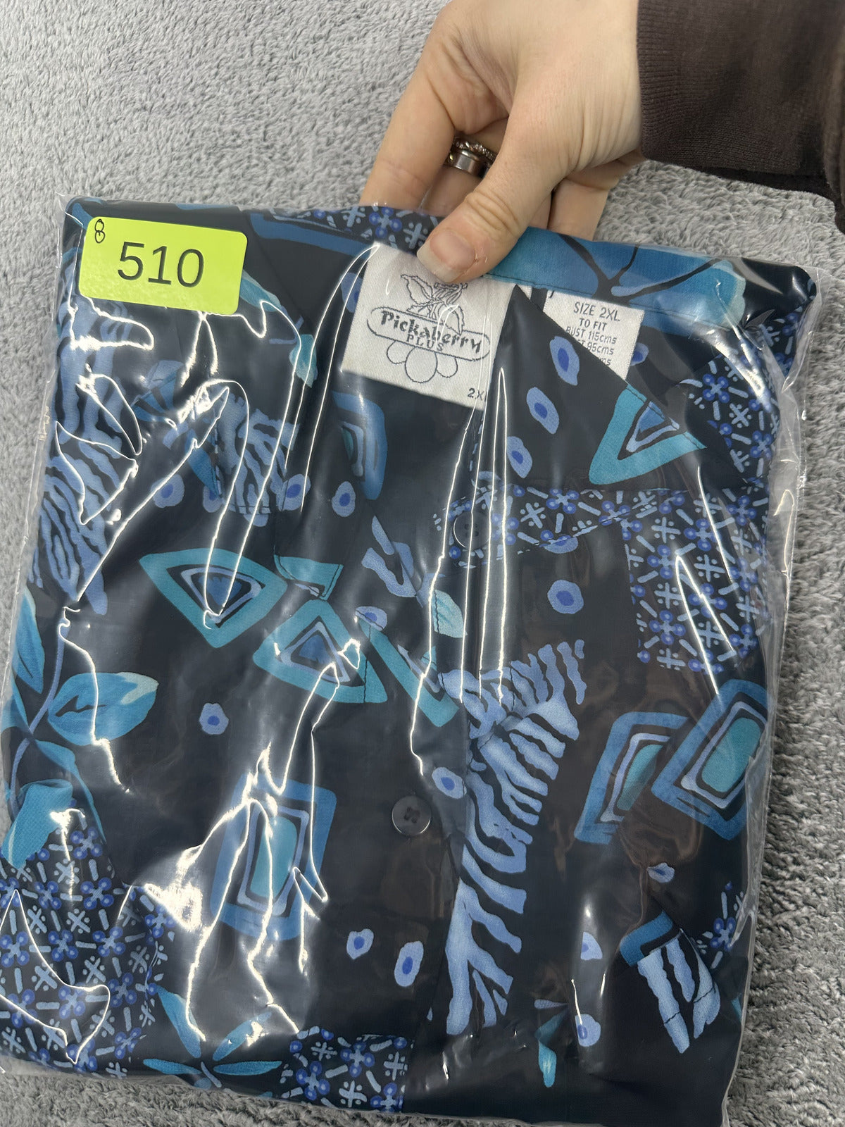 Pickaberry Plus Vintage Inspired Blue Floral Patchwork Shirt