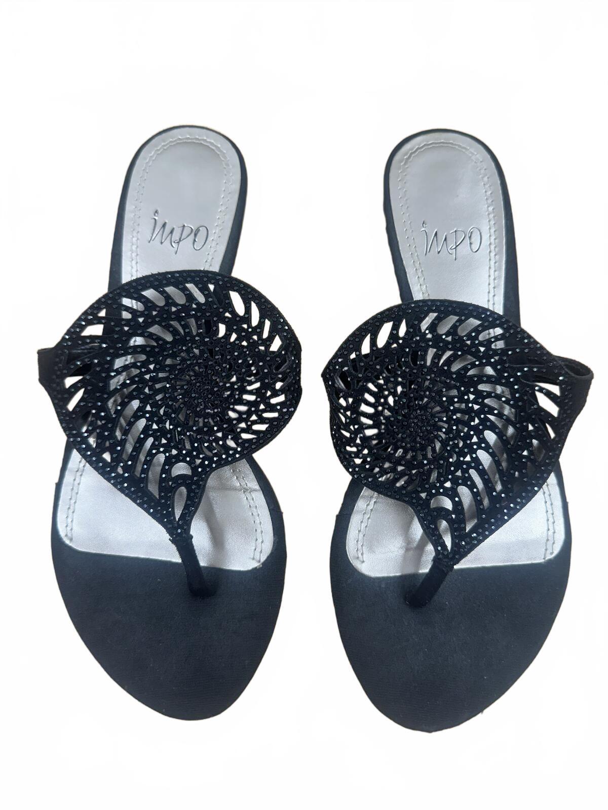 Impo Black Beaded Slide Sandals Bohemian Casual Summer Footwear