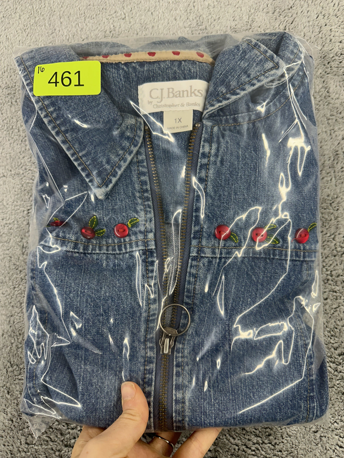Christopher & Banks Vintage Y2K Cherry Embroidered Denim Vest Wash