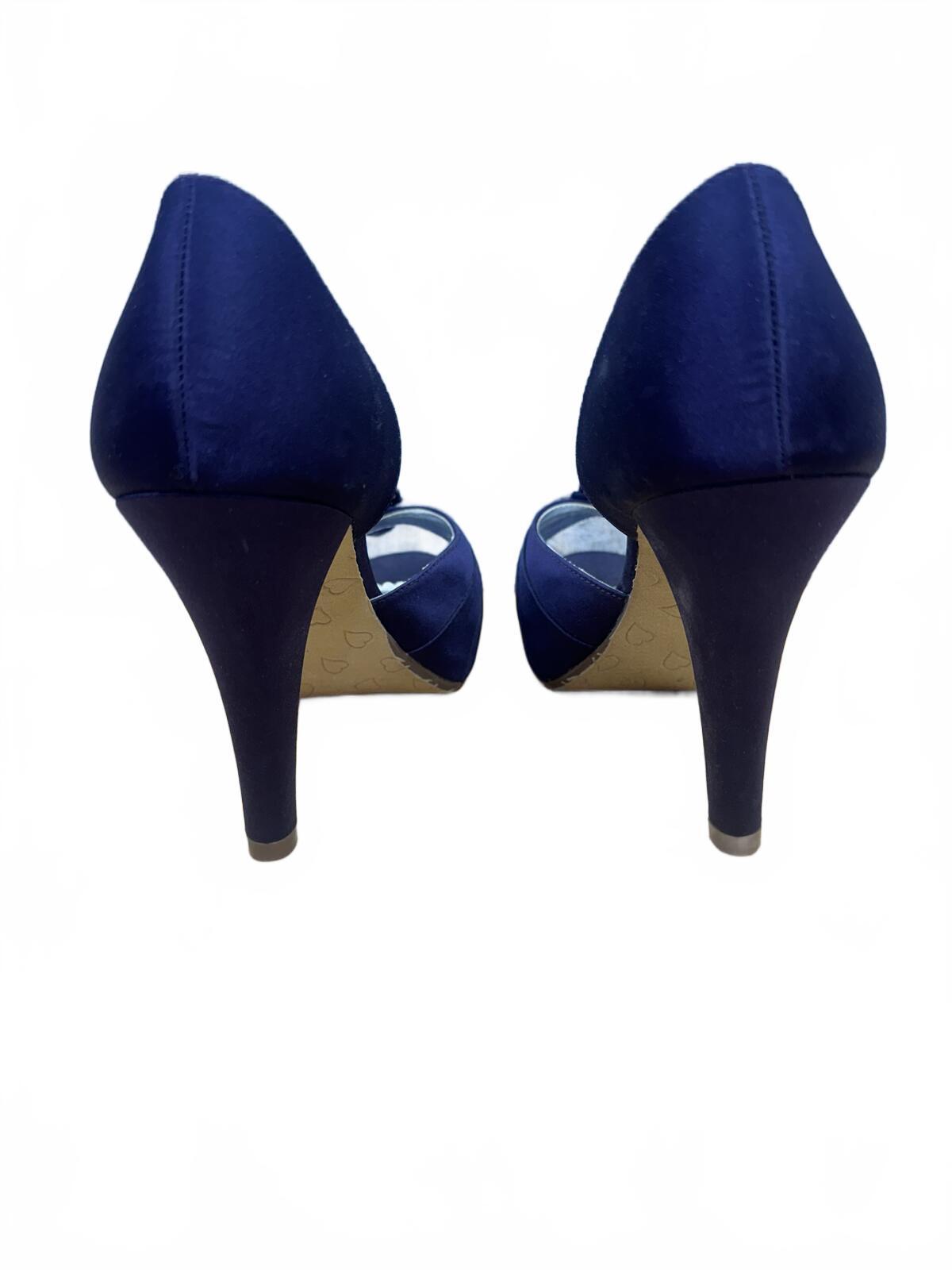Michaelangelo Deep Purple Satin Peep Toe Heels with Bow Detail Elegant Feminine