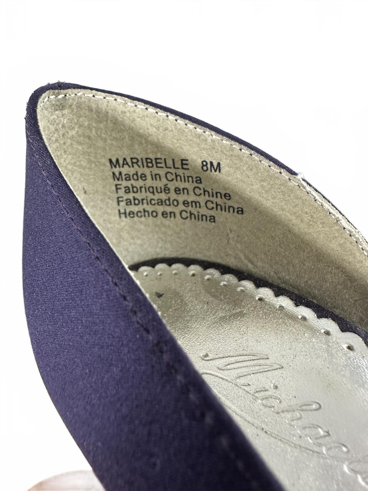 Michaelangelo Deep Purple Satin Peep Toe Heels with Bow Detail Elegant Feminine