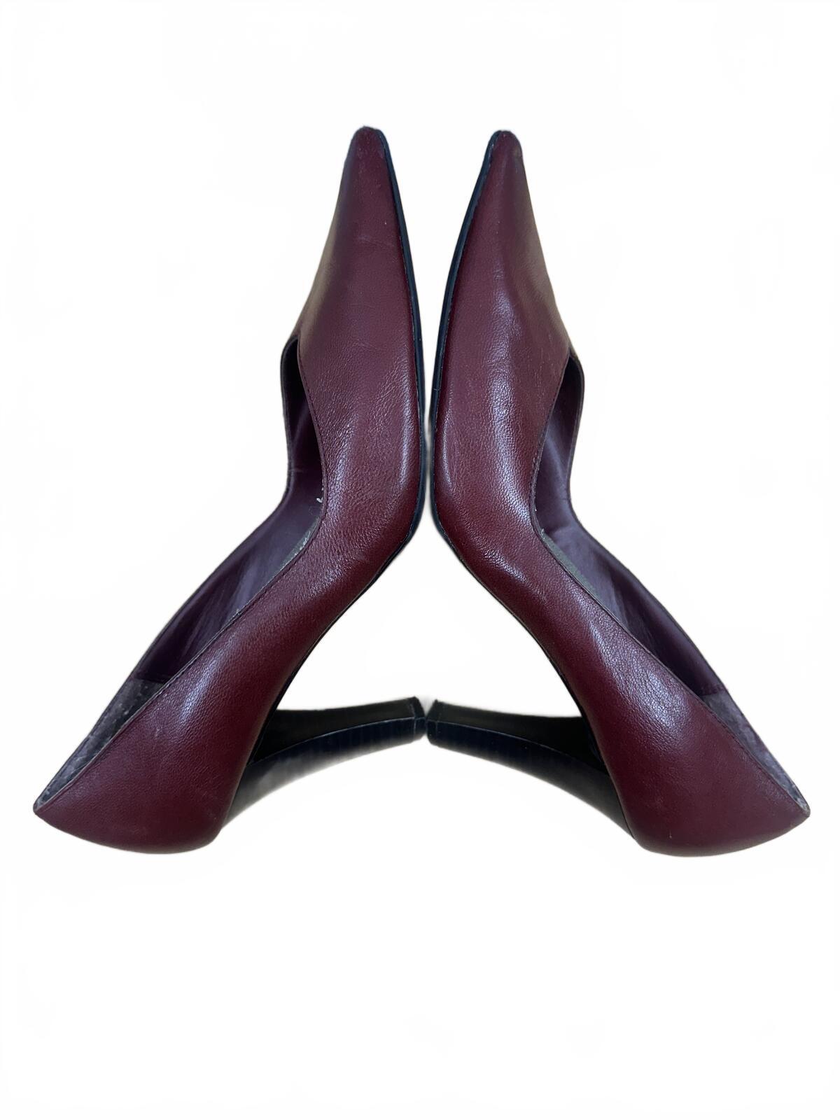 Axcess Classic Burgundy Leather Pumps Vintage Inspired Formal Office Heels