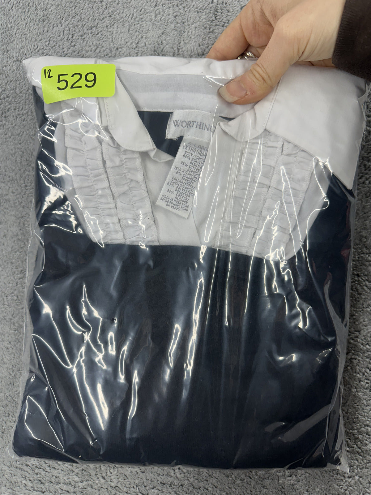 Worthington Black and White Collared Sweater Classic Preppy Office