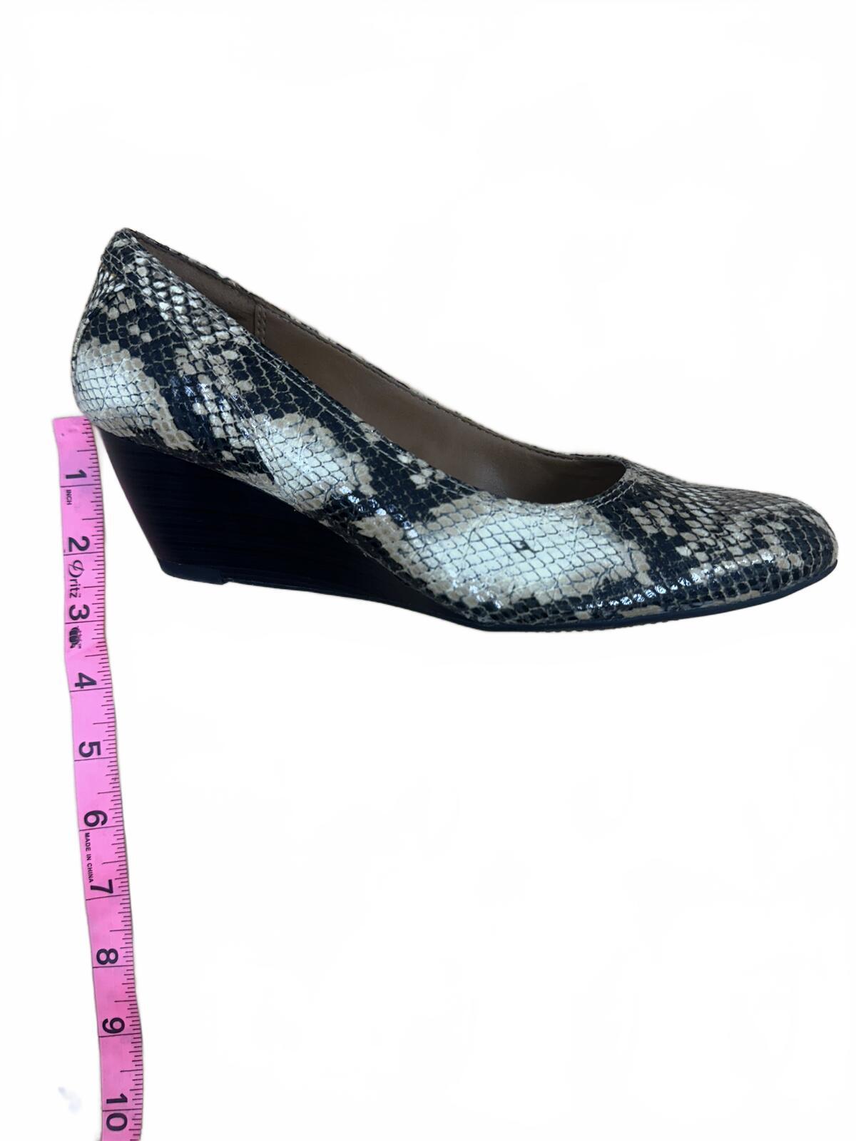 Clarks Snake Print Wedge Heels Comfortable Office Casual Shoes