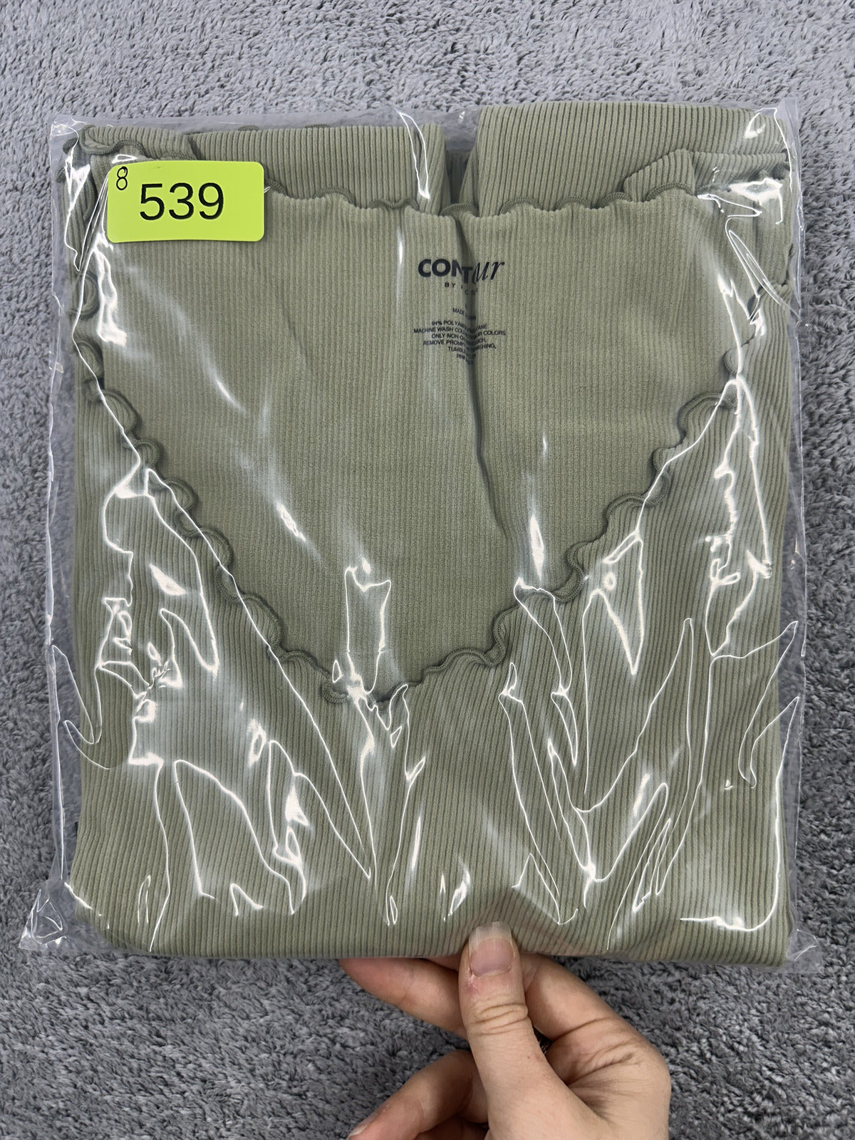 Contour by PacSun Sage Green Ribbed Long Sleeve Top with Lettuce Edge Detail