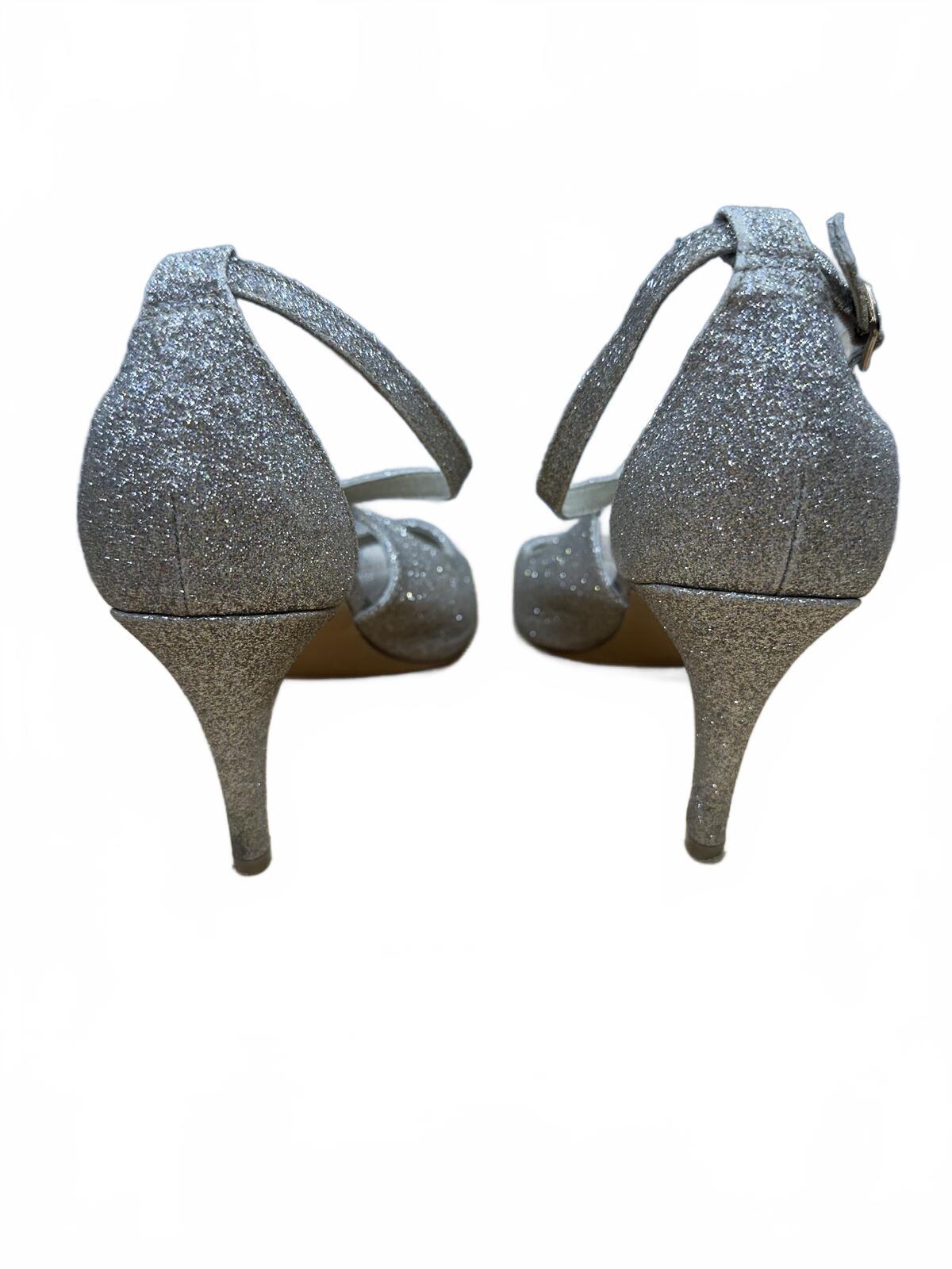 Champagne Glitter Heeled Sandals Gold Beige Party Formal Vintage Glam