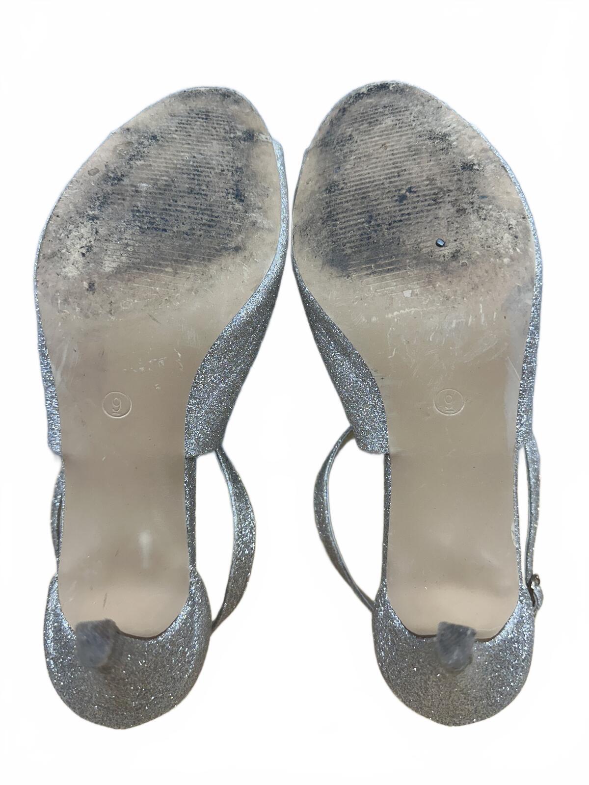 Champagne Glitter Heeled Sandals Gold Beige Party Formal Vintage Glam