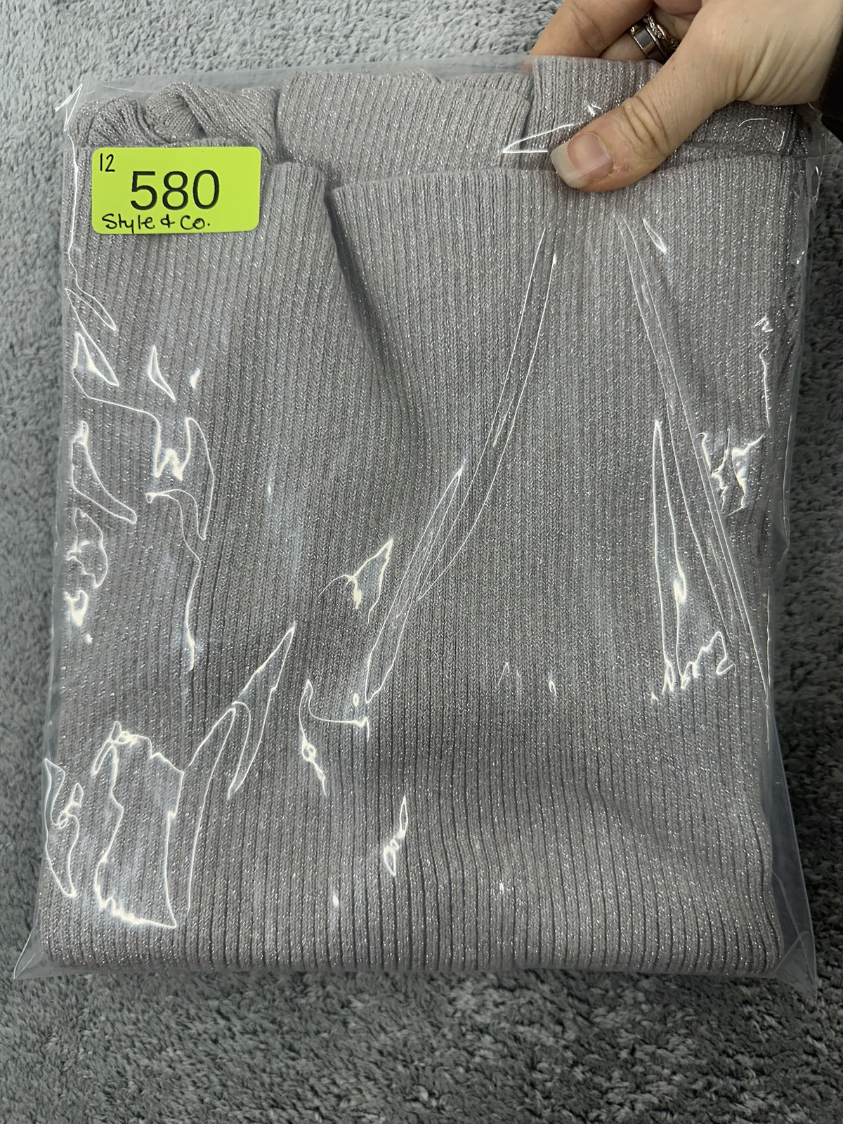 Style & Co Metallic Silver Ribbed Turtleneck Sweater Gray Silver