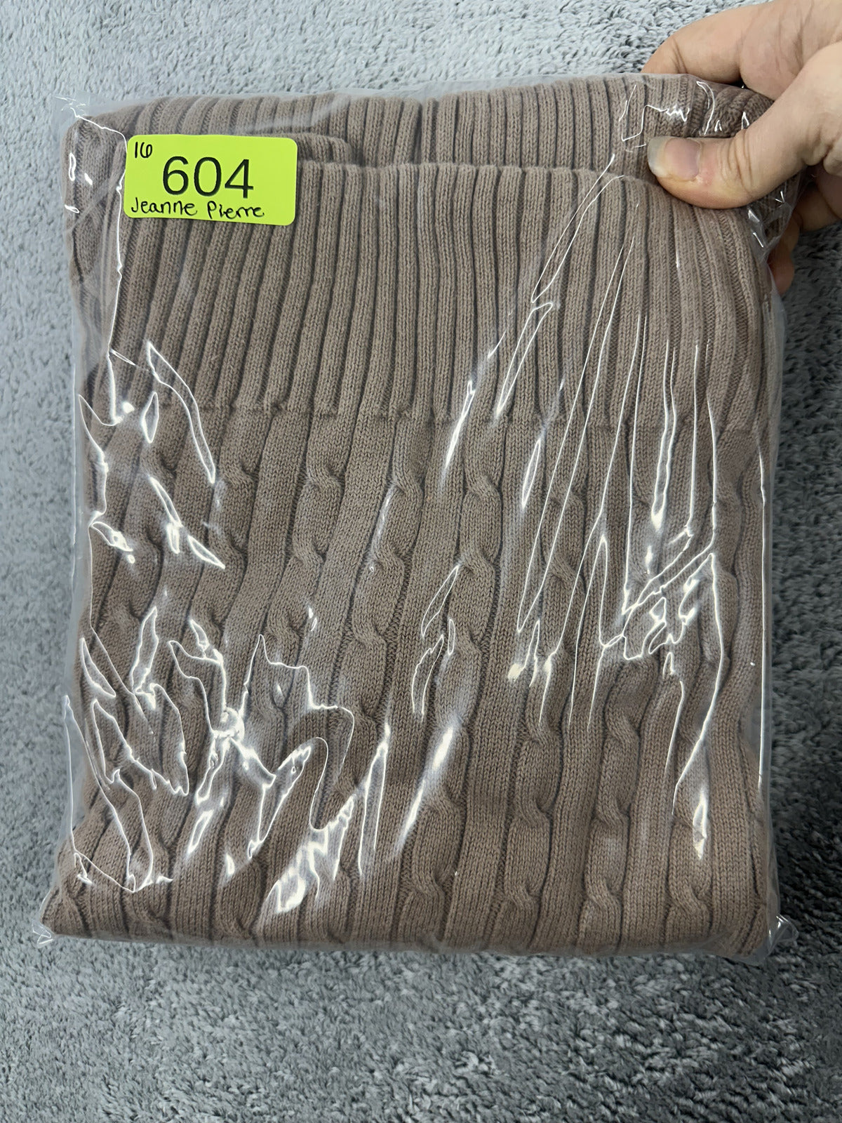 Jeanne Pierre Classic Cable Knit Turtleneck Sweater Beige