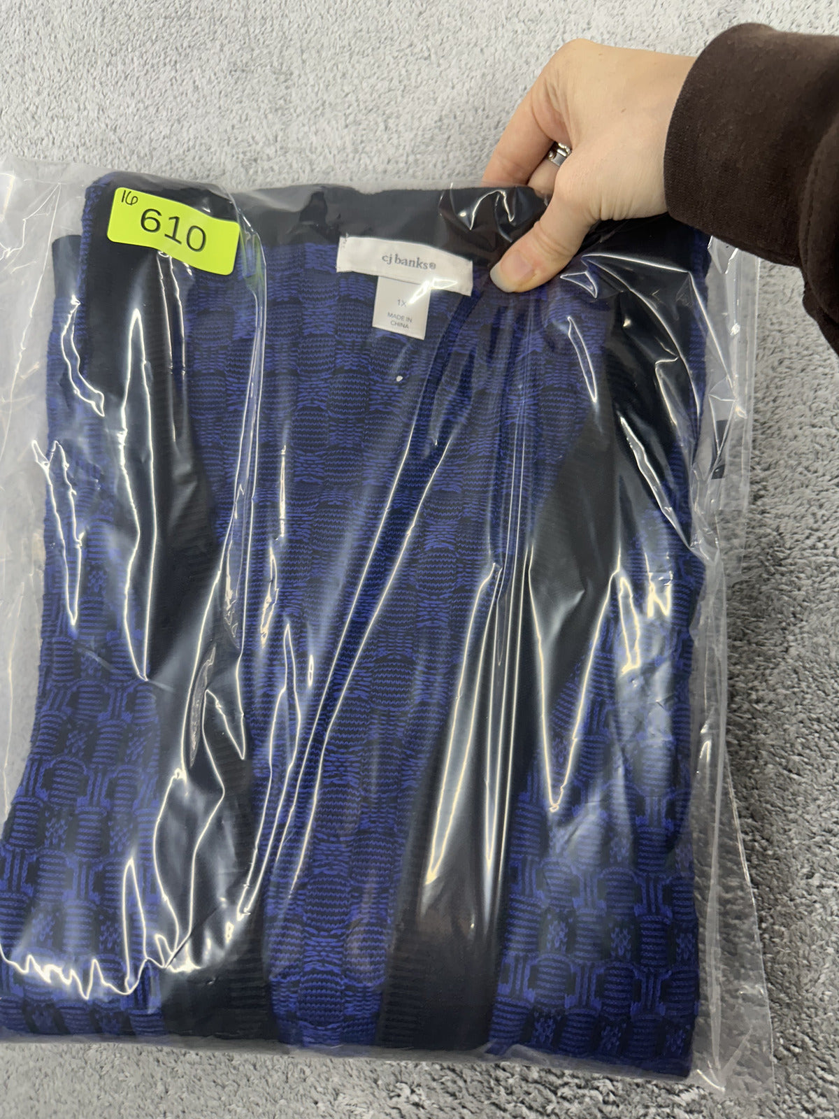CJ Banks Blue and Black Textured Open Front Cardigan Boho Y2K Vintage