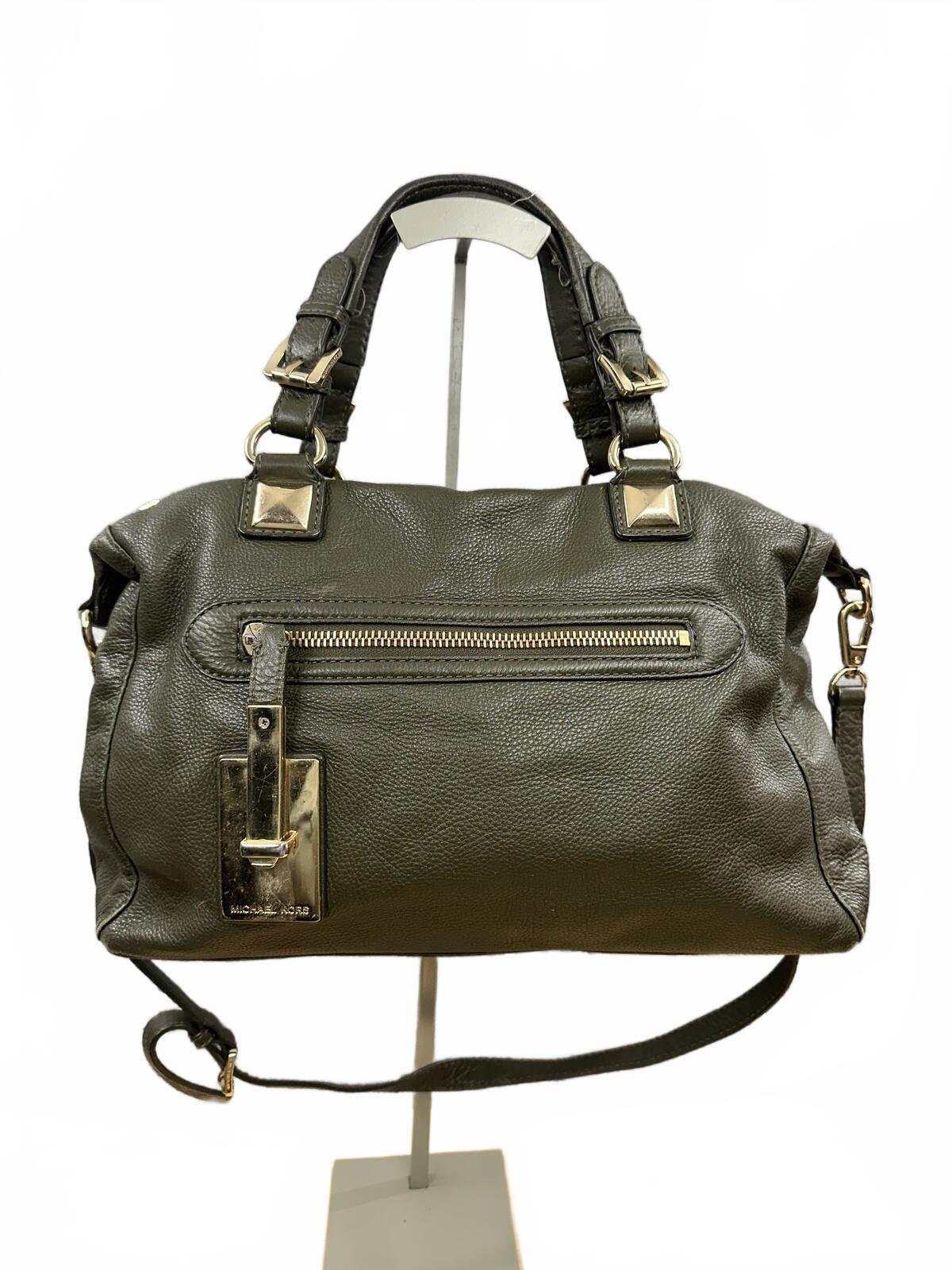 Michael Kors Olive Green Leather Satchel Bag