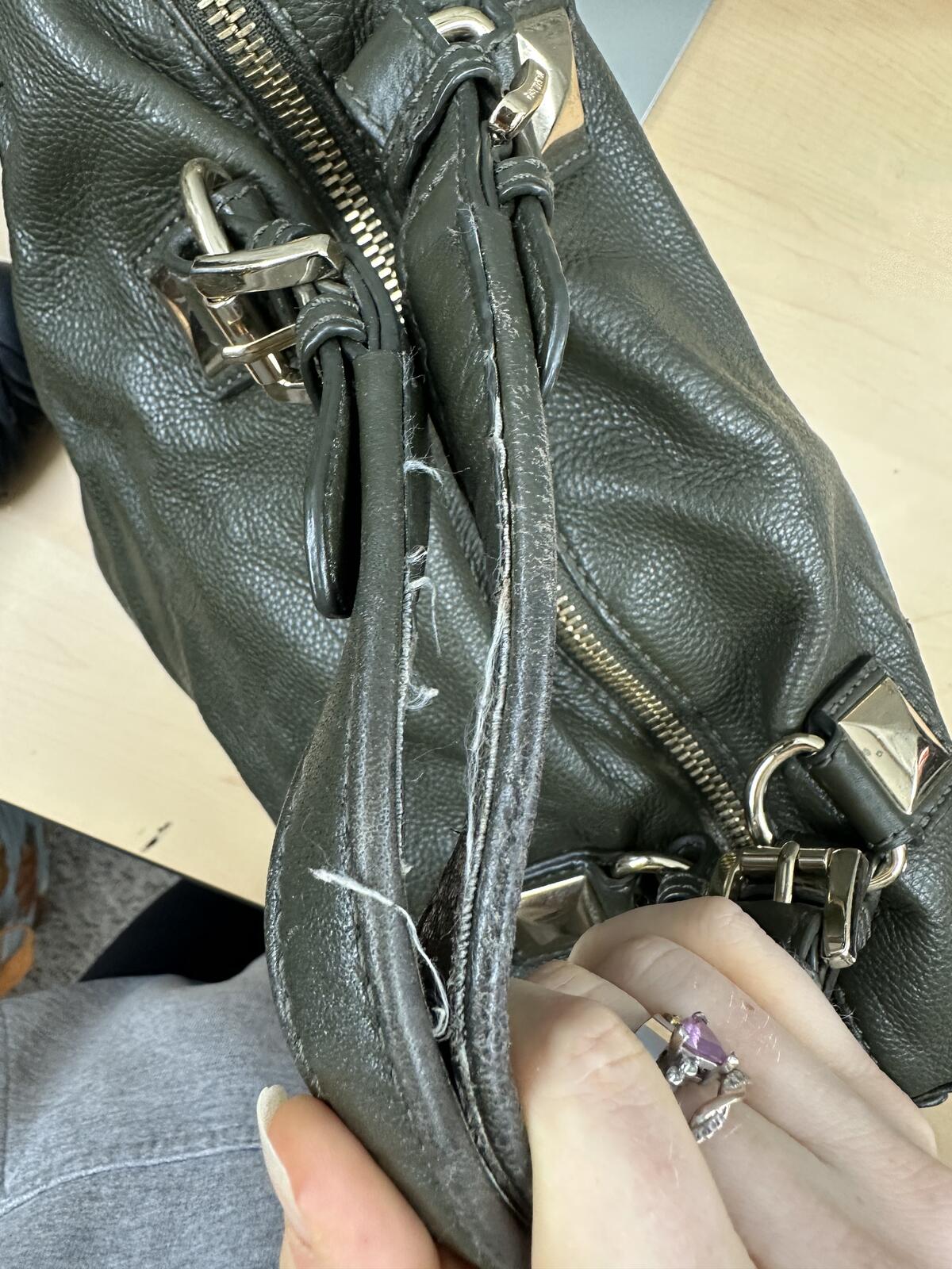 Michael Kors Olive Green Leather Satchel Bag