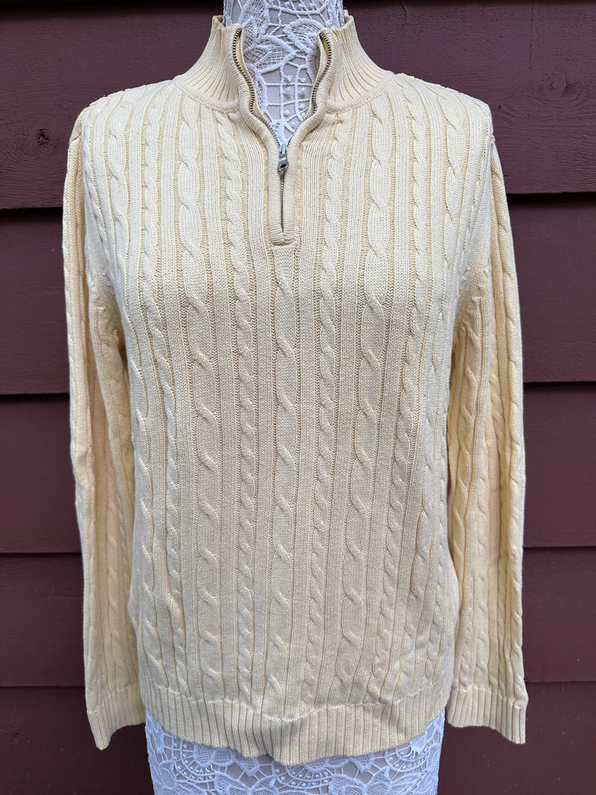 Croft & Barrow Baby Yellow Cable Knit Quarter Zip Sweater Old Money Eclectic