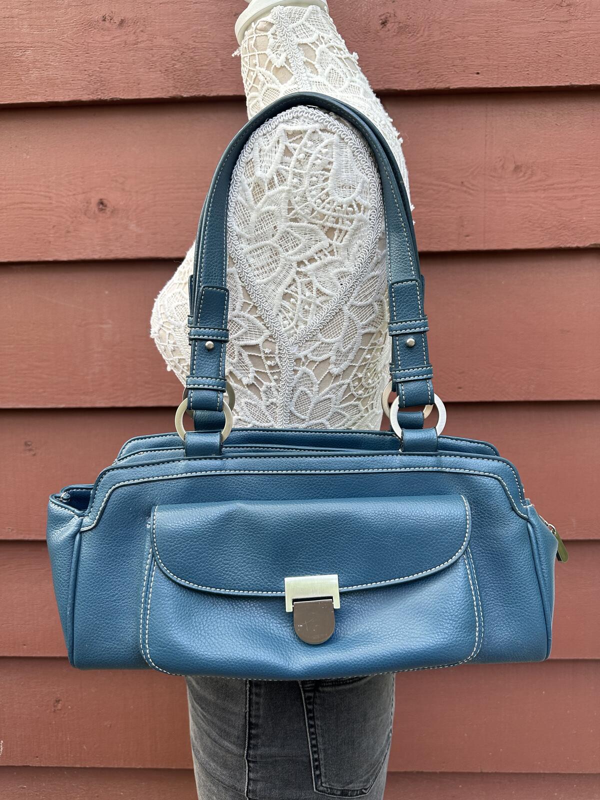 Croft & Barrow Classic Blue Leather Shoulder Bag