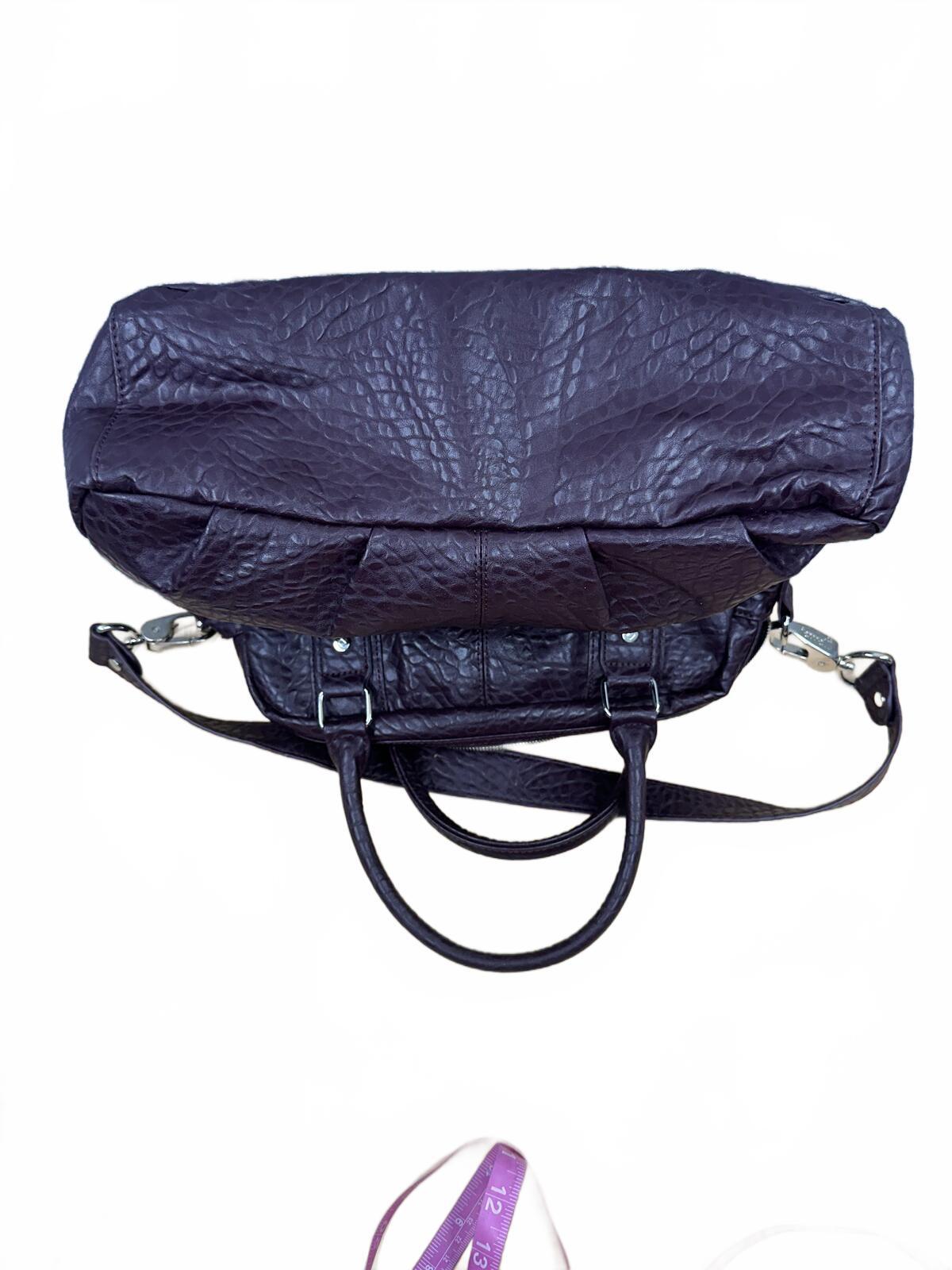 Jewell Purple Textured Leather Satchel Bag