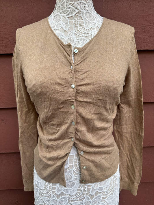 The Limited Golden Tan Cardigan Classic Preppy Minimalist Sweater