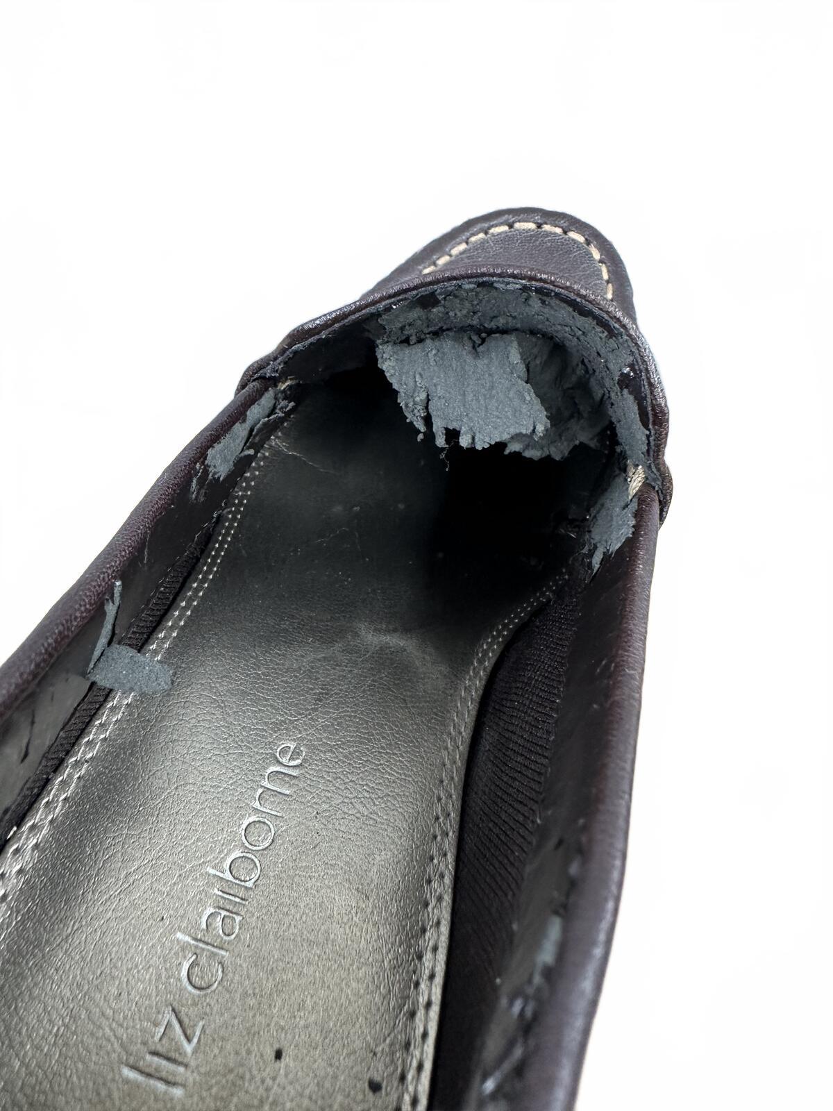Vintage 90s Liz Claiborne Brown Leather Block Heeled Loafers