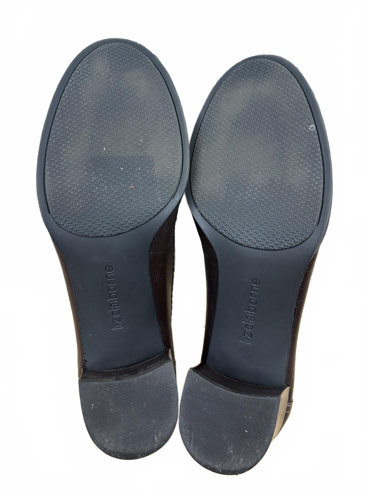 Vintage 90s Liz Claiborne Brown Leather Block Heeled Loafers
