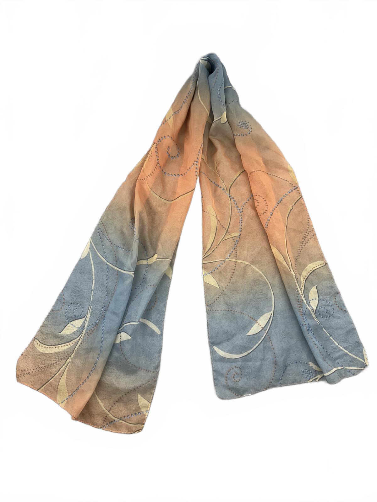 Elegant Ombre Blue and Peach Scarf