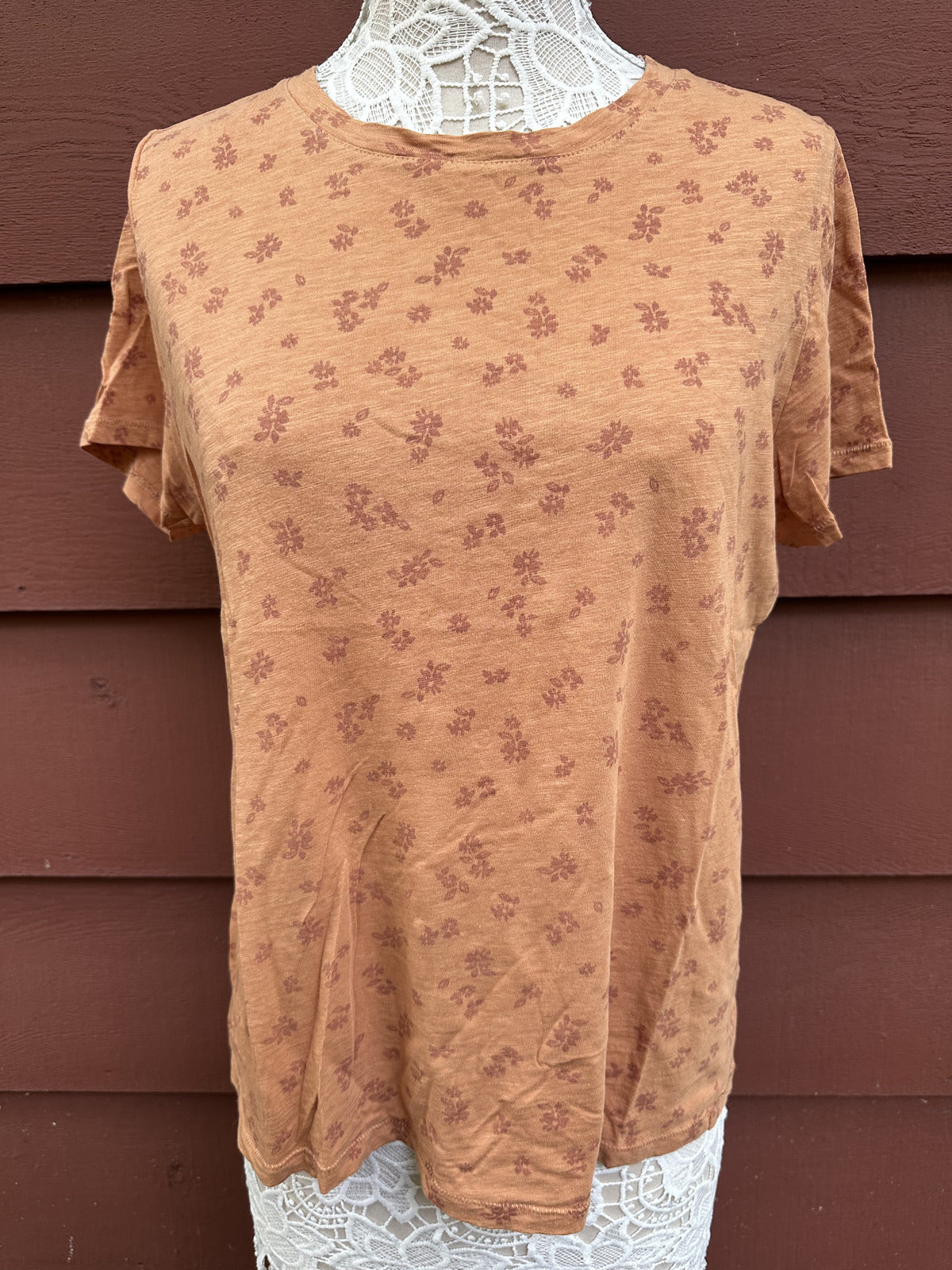 Sonoma Everyday Tee Brown Floral Vintage Inspired Casual Cotton Shirt