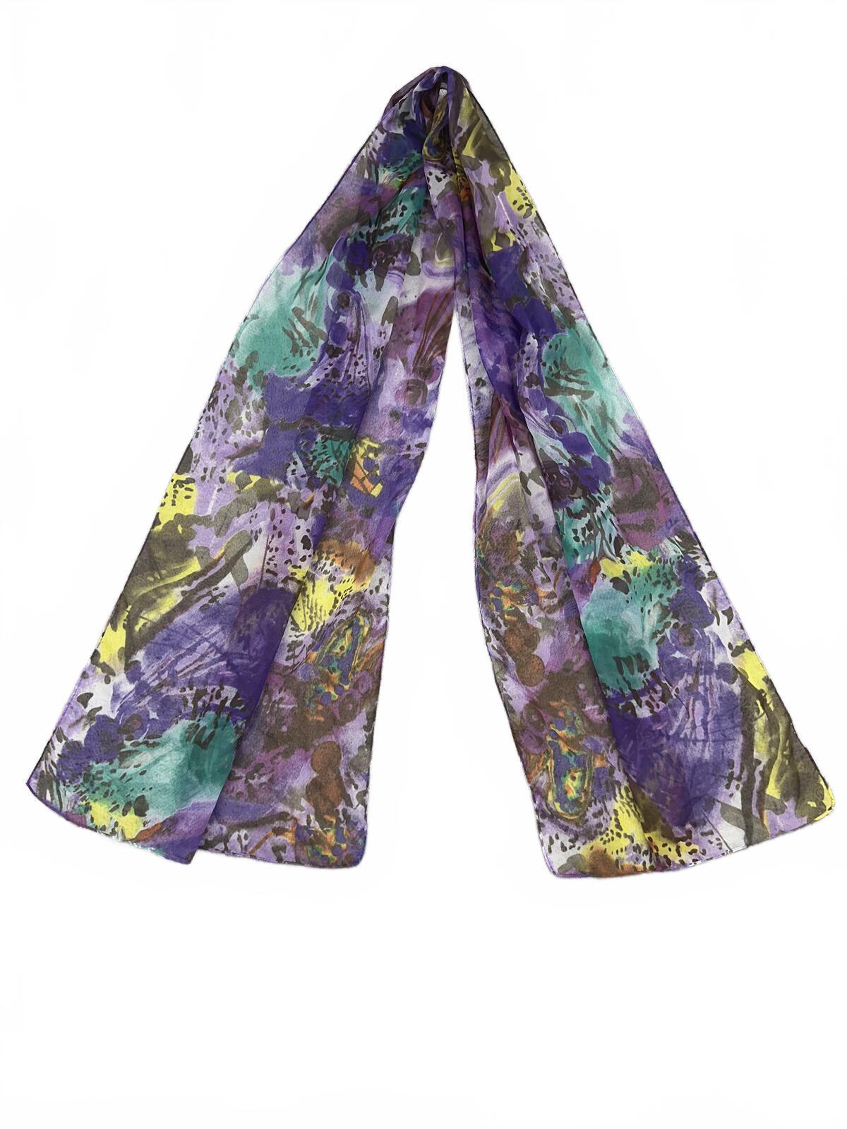Colorful Sheer Floral Scarf