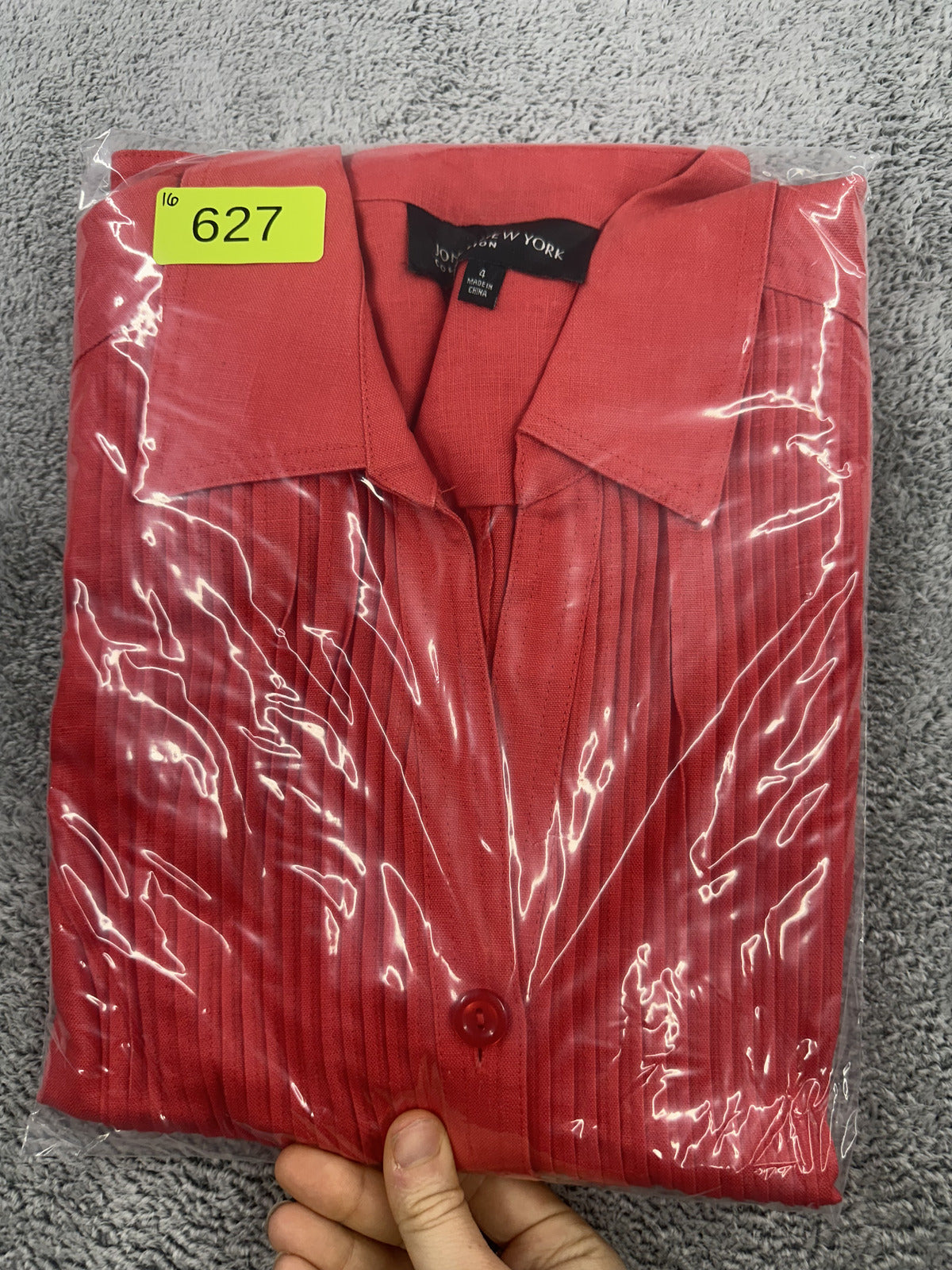 Jones New York Coral Linen Blazer with Pintuck Detailing