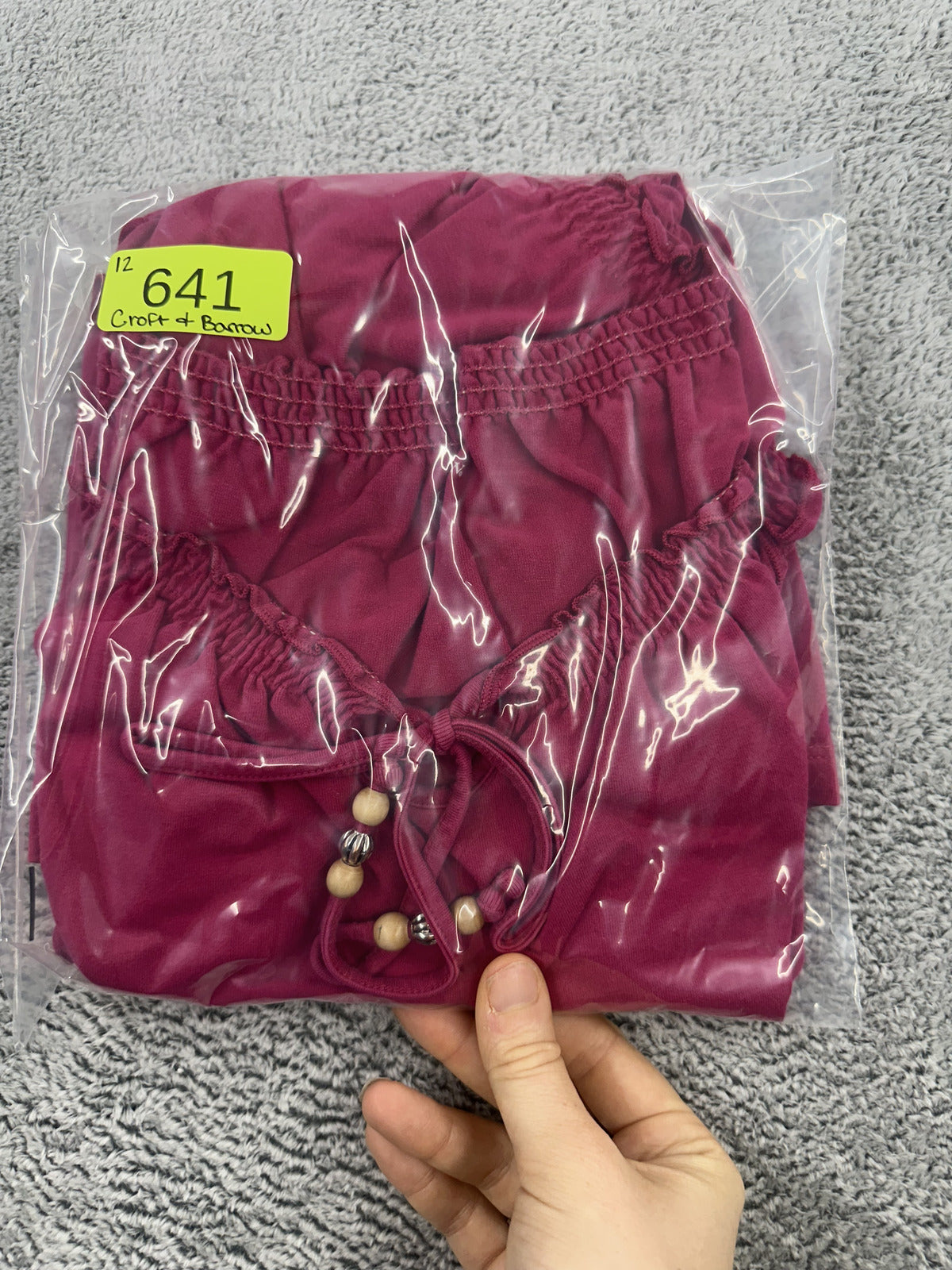 Croft & Barrow Y2K Magenta Peplum Top with Beaded Drawstring