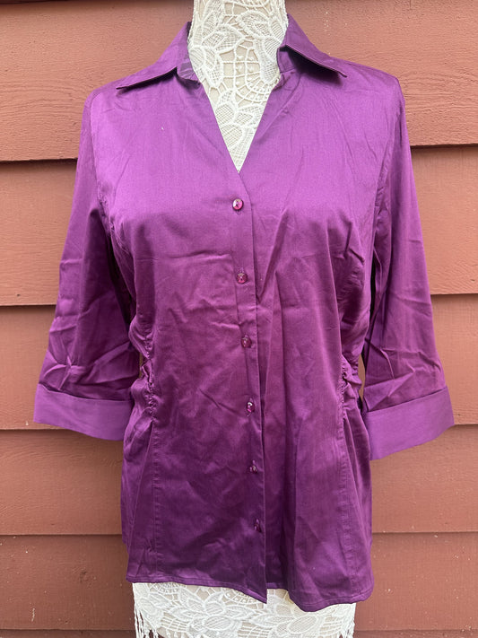 Studio 1940 Purple 3/4 Sleeve Button Up Blouse