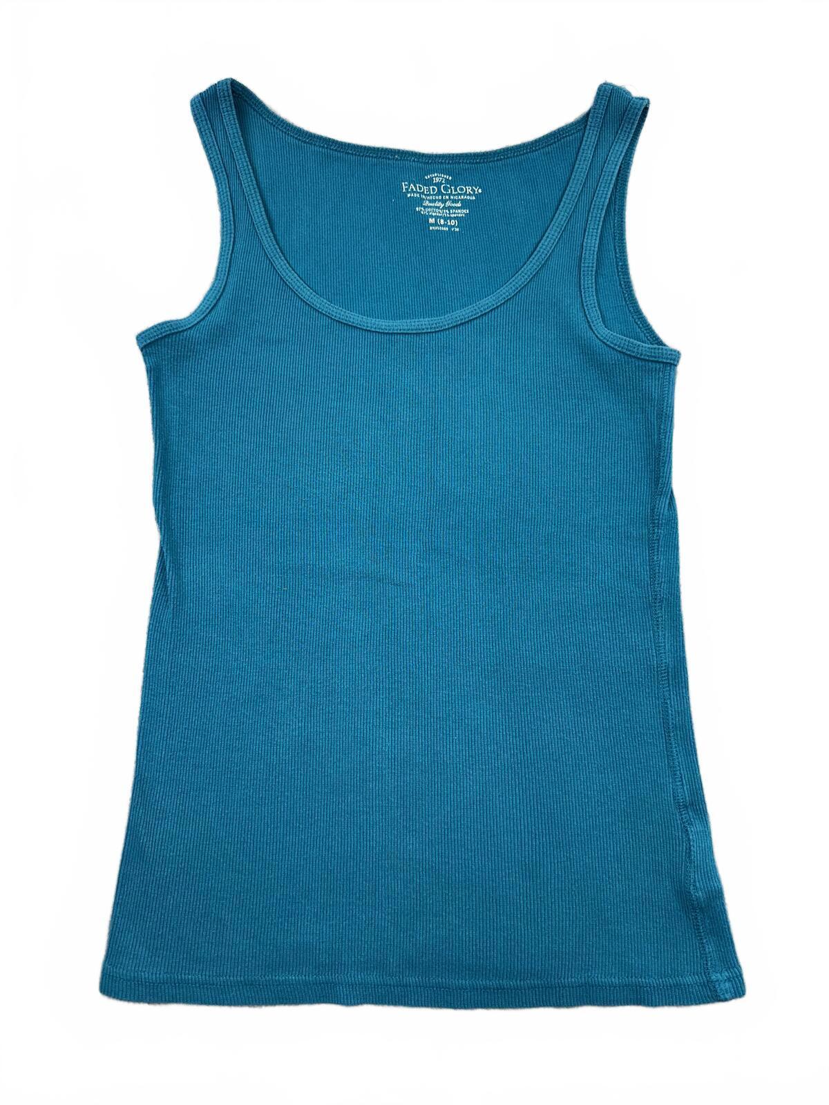 Faded Glory Classic Blue Ribbed Tank Top