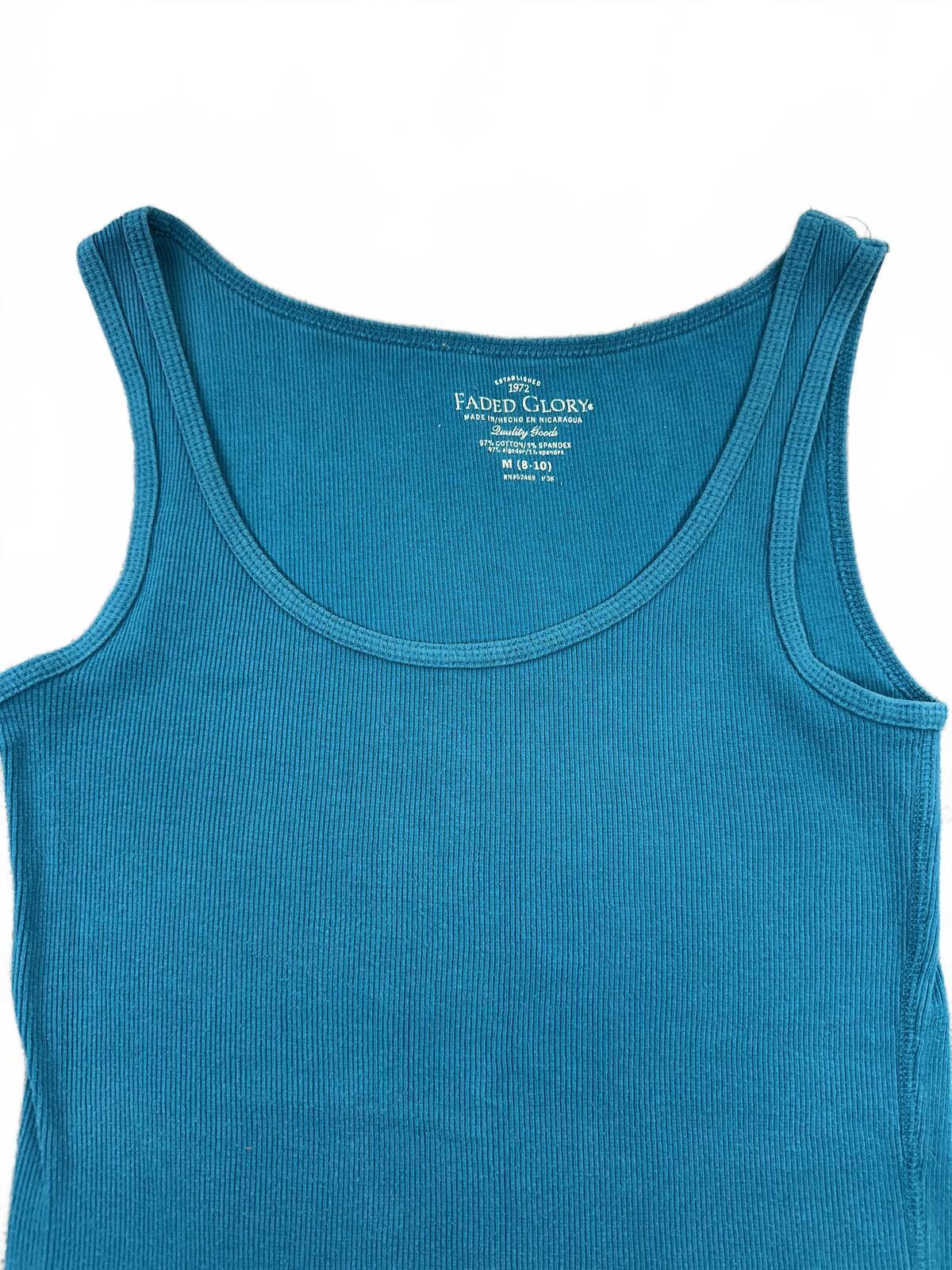 Faded Glory Classic Blue Ribbed Tank Top