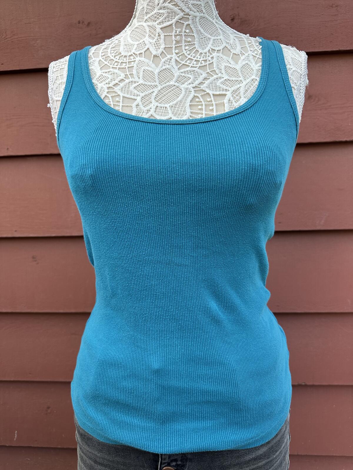Faded Glory Classic Blue Ribbed Tank Top