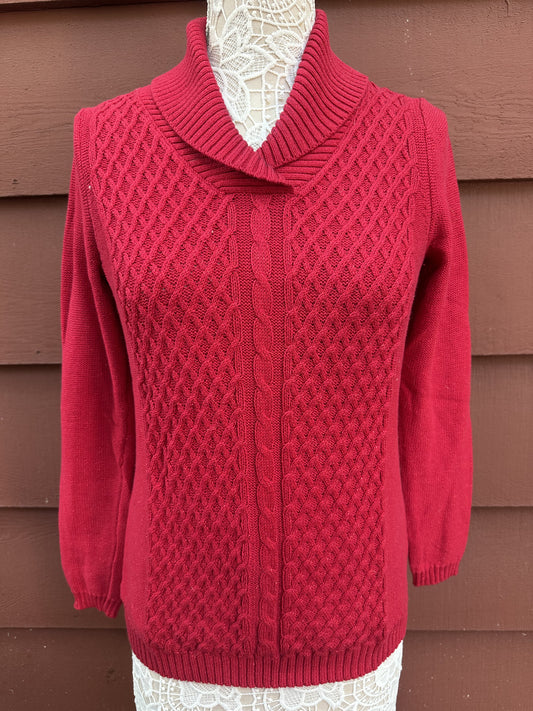 Studio Works Red Turtleneck Sweater Relaxed Fit Preppy Casual Knitwear