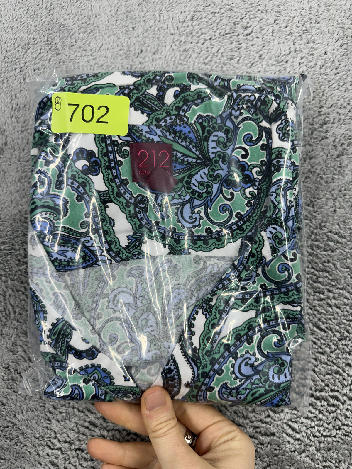 212 Collection Y2K Boho Paisley Print Button Up Blouse in Green and Blue