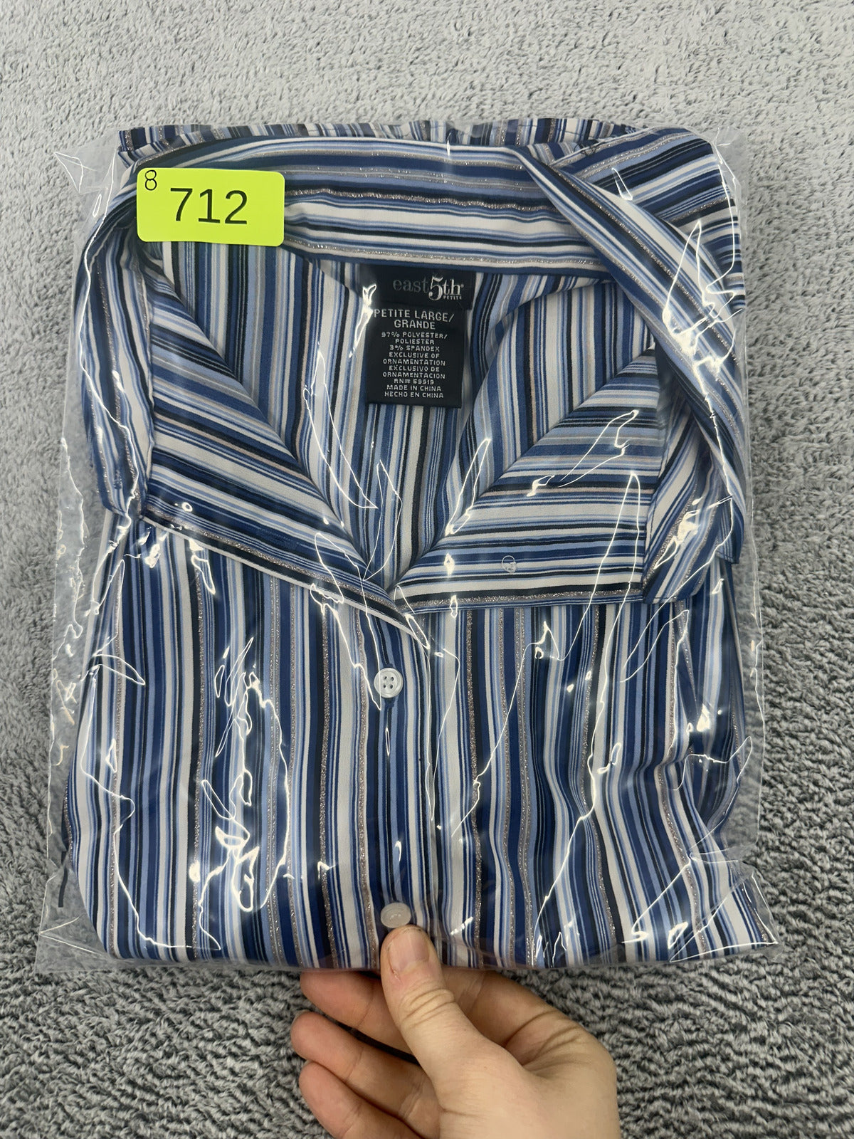 East 5th Women's Striped Button Down Shirt Blue Multi Vertical Stripes