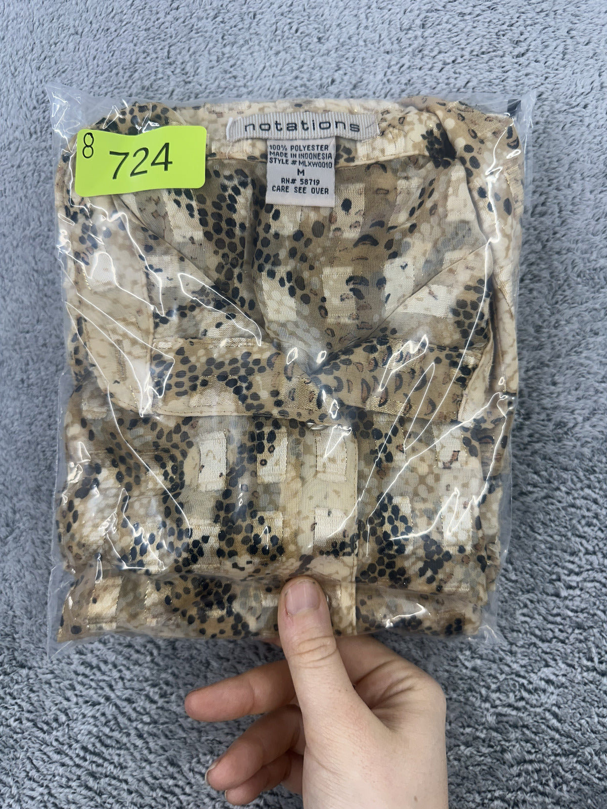 Notations Gold Snake Print Sheer Blouse Y2K Mob Wife Style Vintage