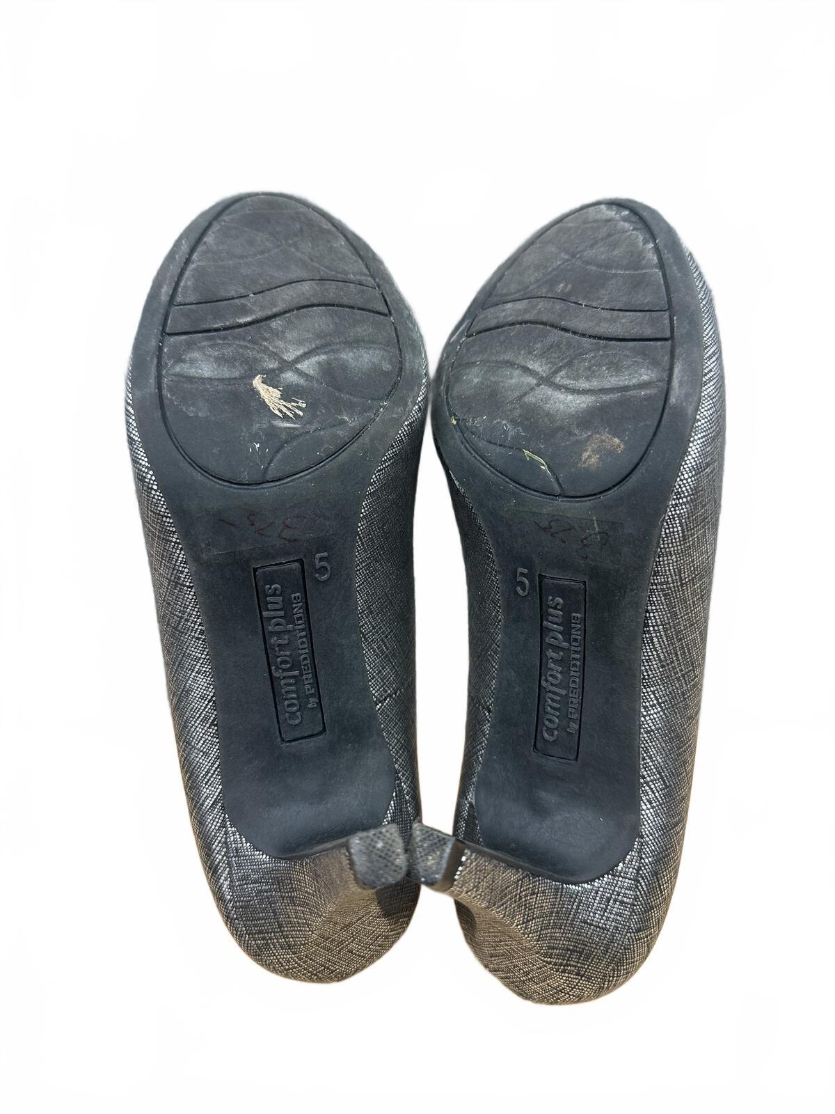 Comfort Plus Metallic Textured Pumps Silver Black Heels