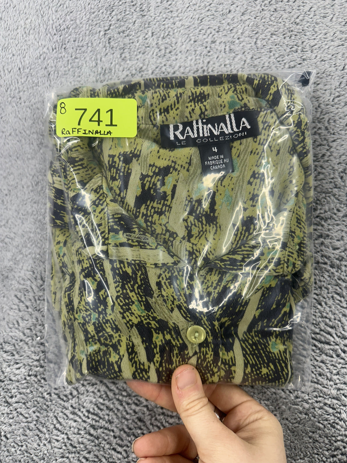 Raffinalla Vintage Neon Lime Yellow and Black Abstract Brushstroke Blouse