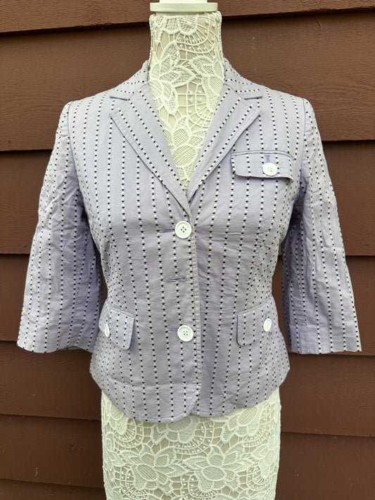 Ann Taylor LOFT Vintage Inspired Lavender Polka Dot Blazer 3/4 Sleeve